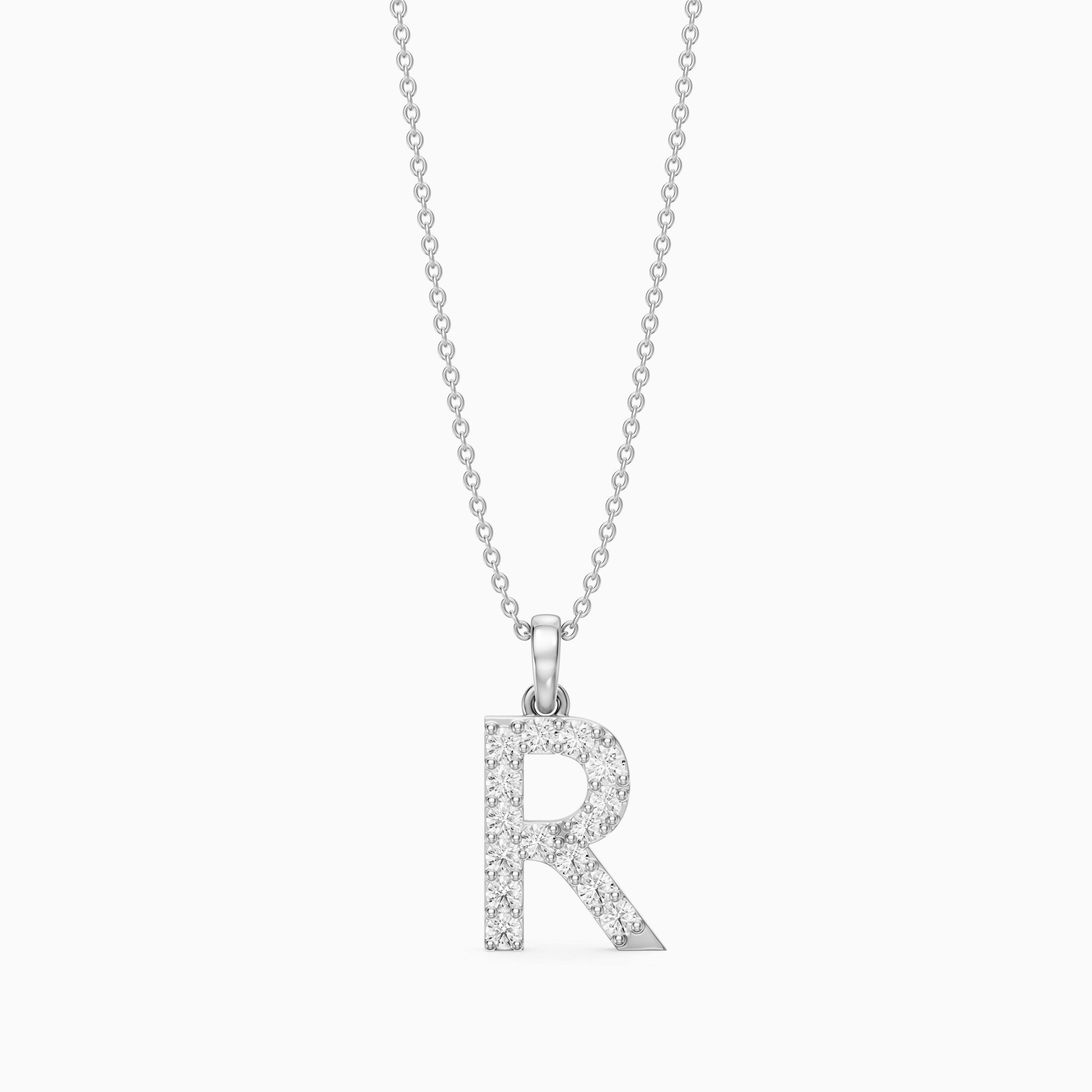 Lacey Lab Grown Diamond R Initial Pendant Necklace