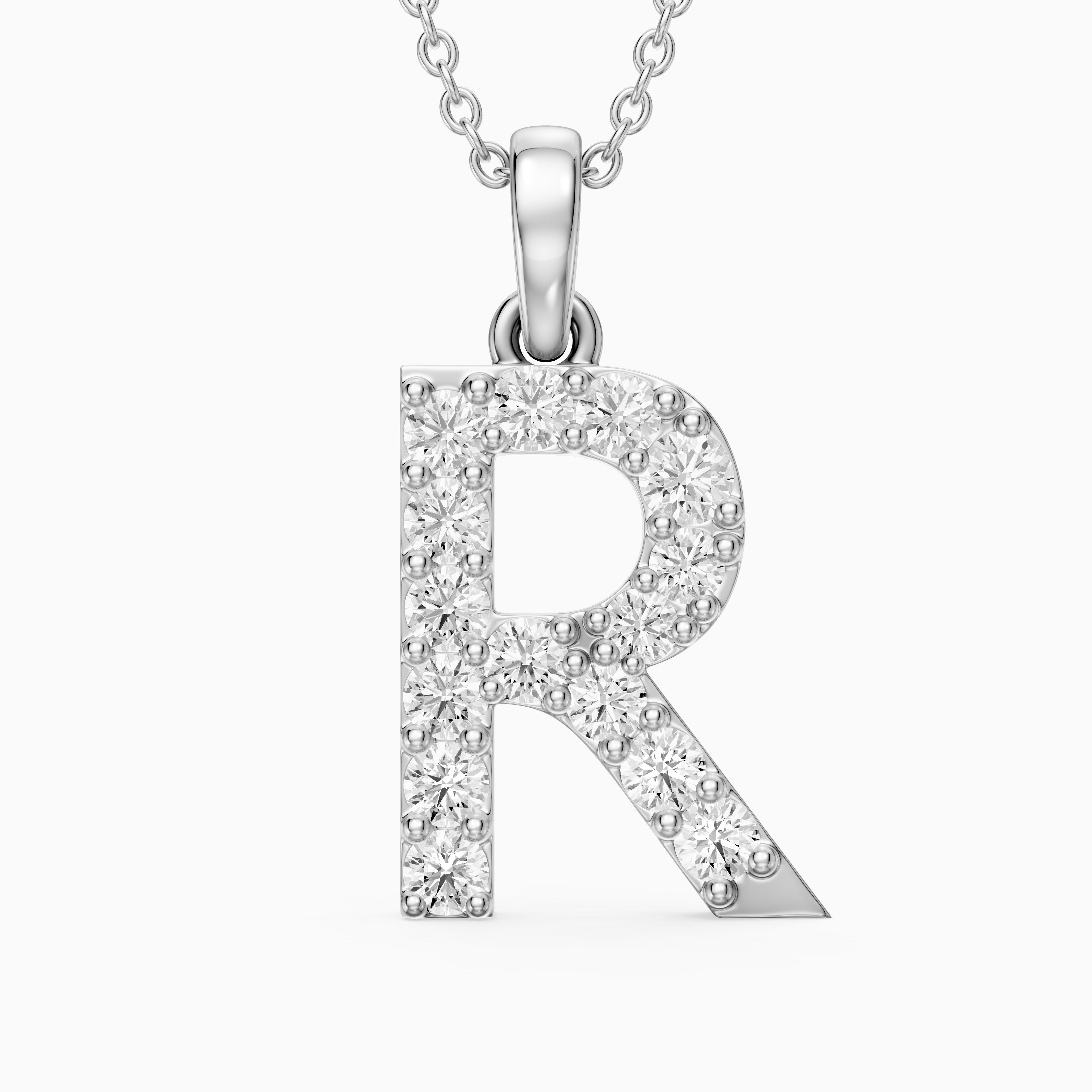 Lacey Lab Grown Diamond R Initial Pendant Necklace