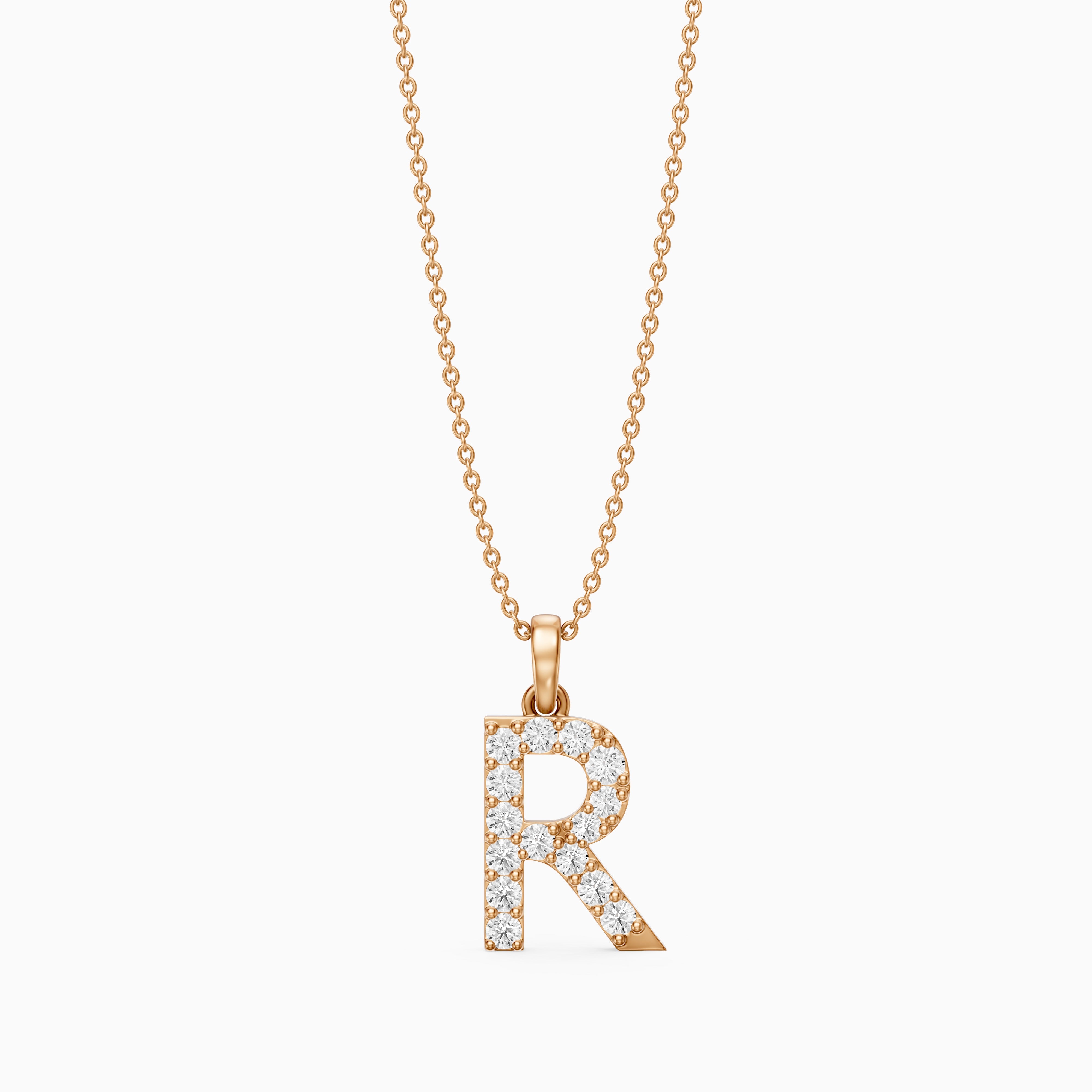 Lacey Lab Grown Diamond R Initial Pendant Necklace