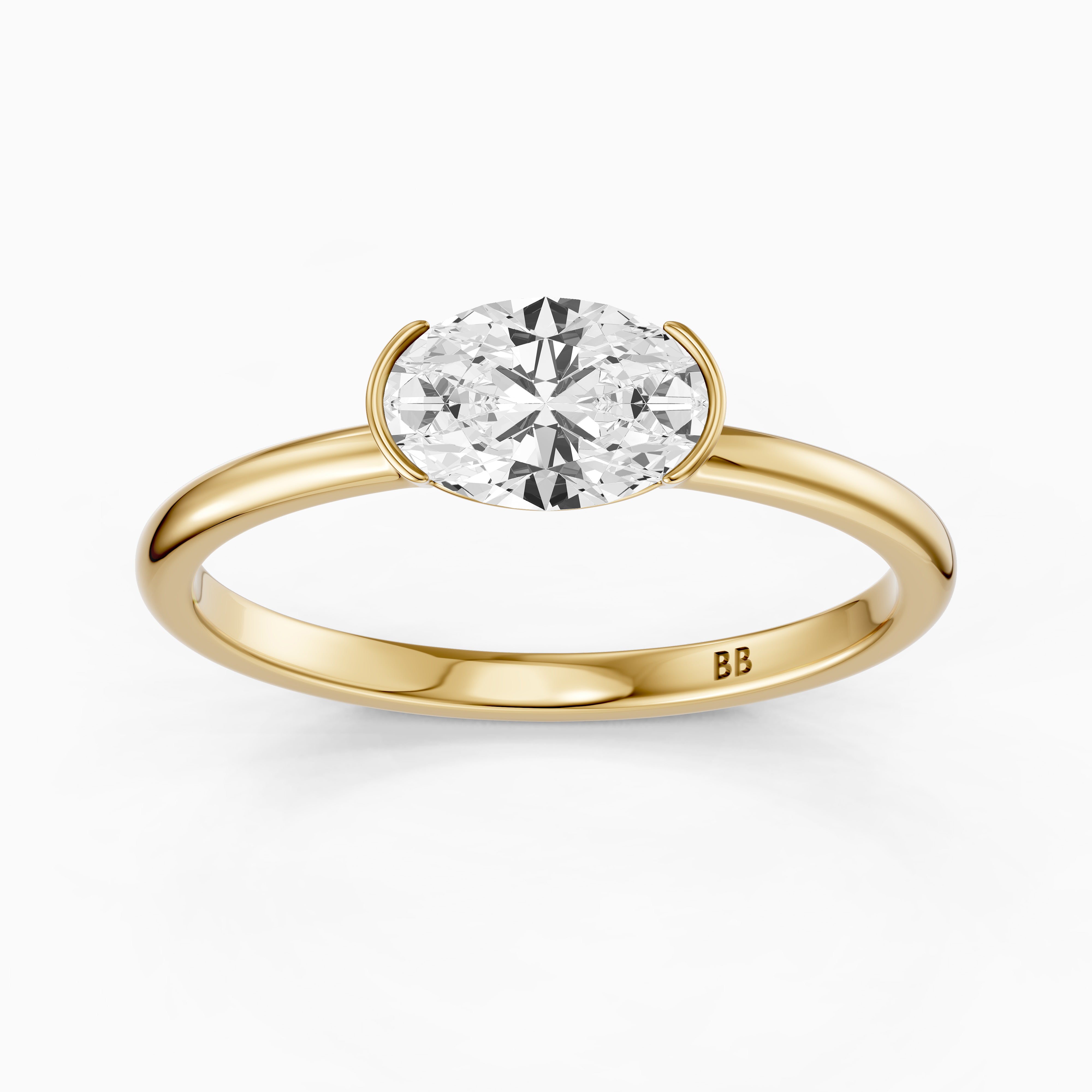 Zendaya Oval Cut East West Half Bezel Lab Grown Diamond Ring