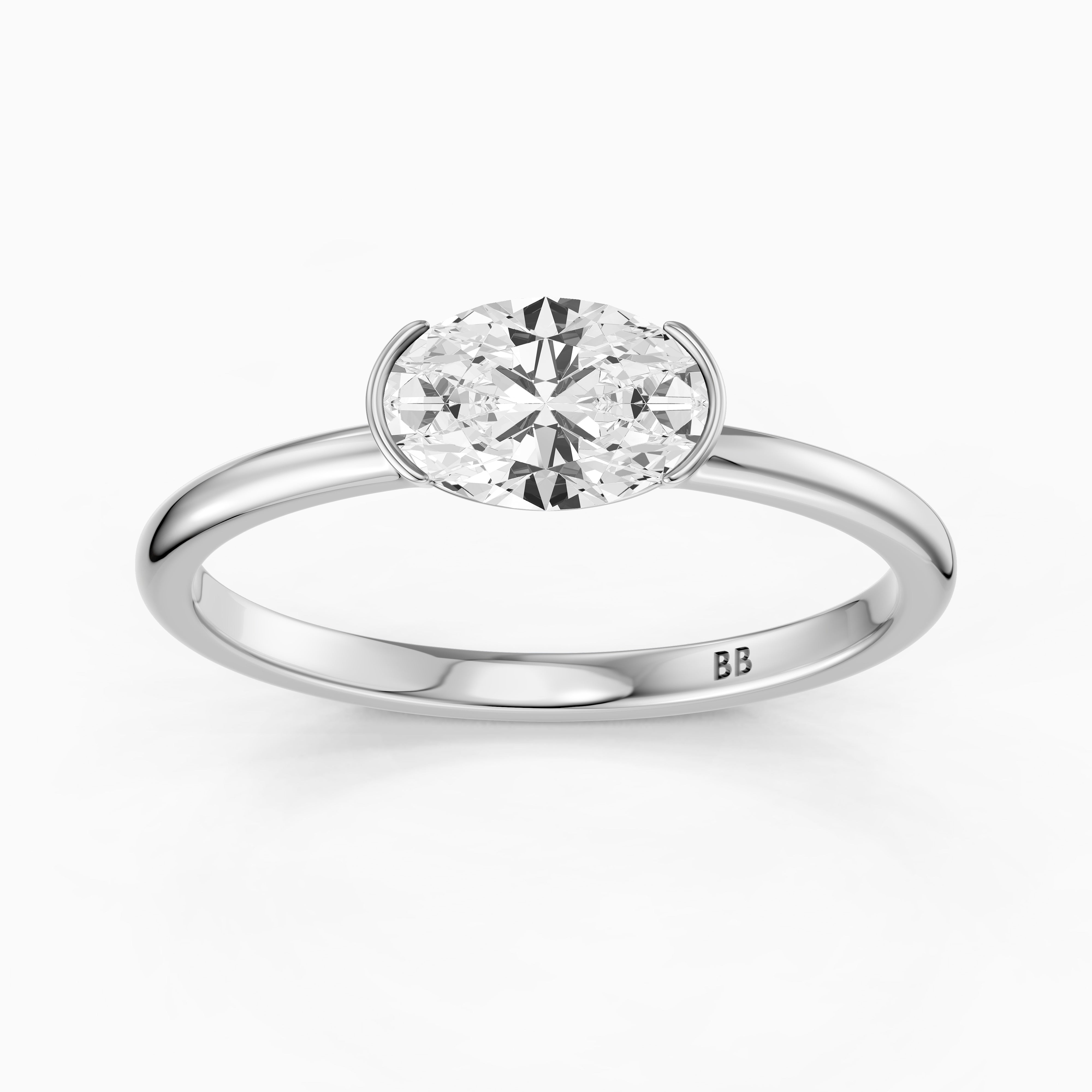 Zendaya Oval Cut East West Half Bezel Lab Grown Diamond Ring