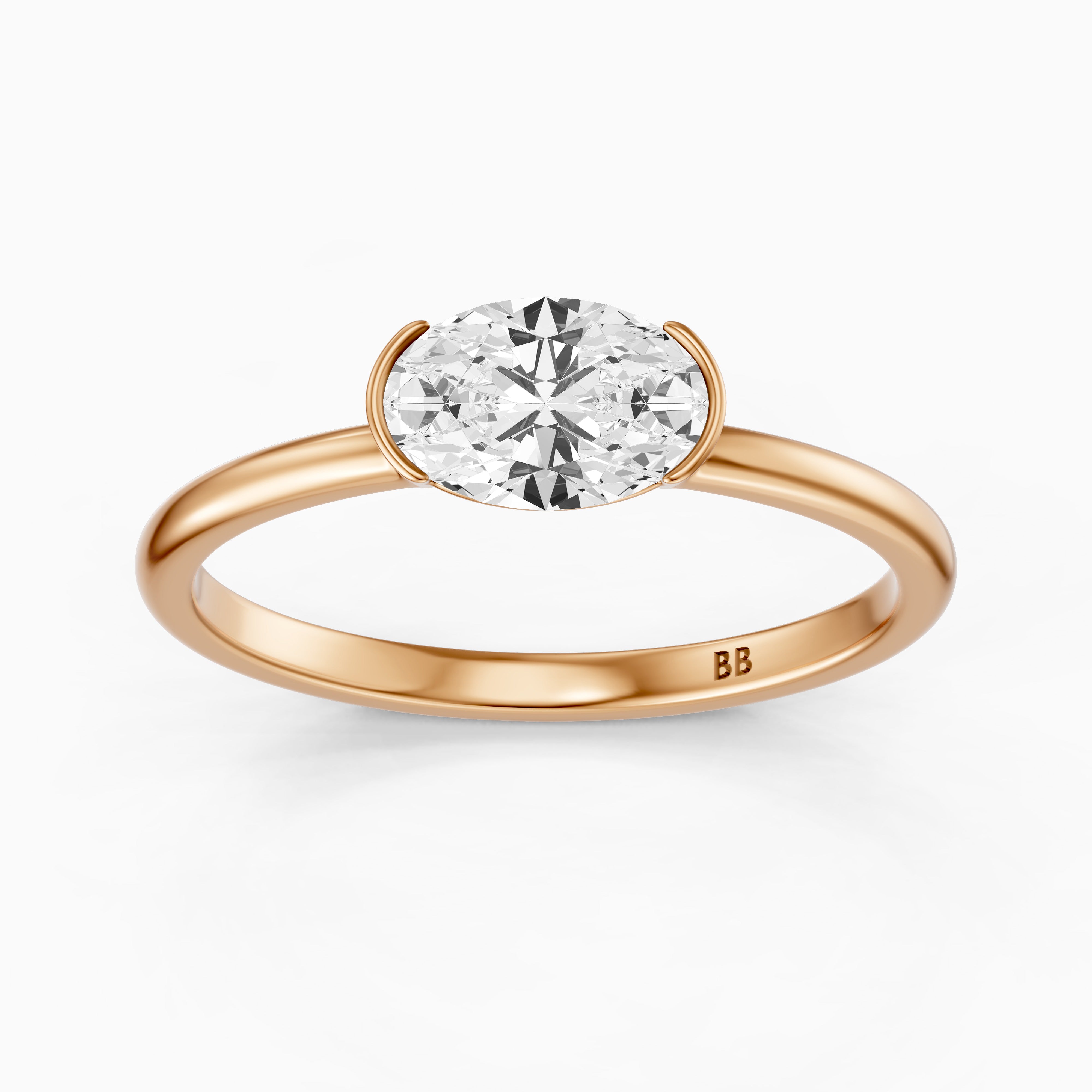 Zendaya Oval Cut East West Half Bezel Lab Grown Diamond Ring