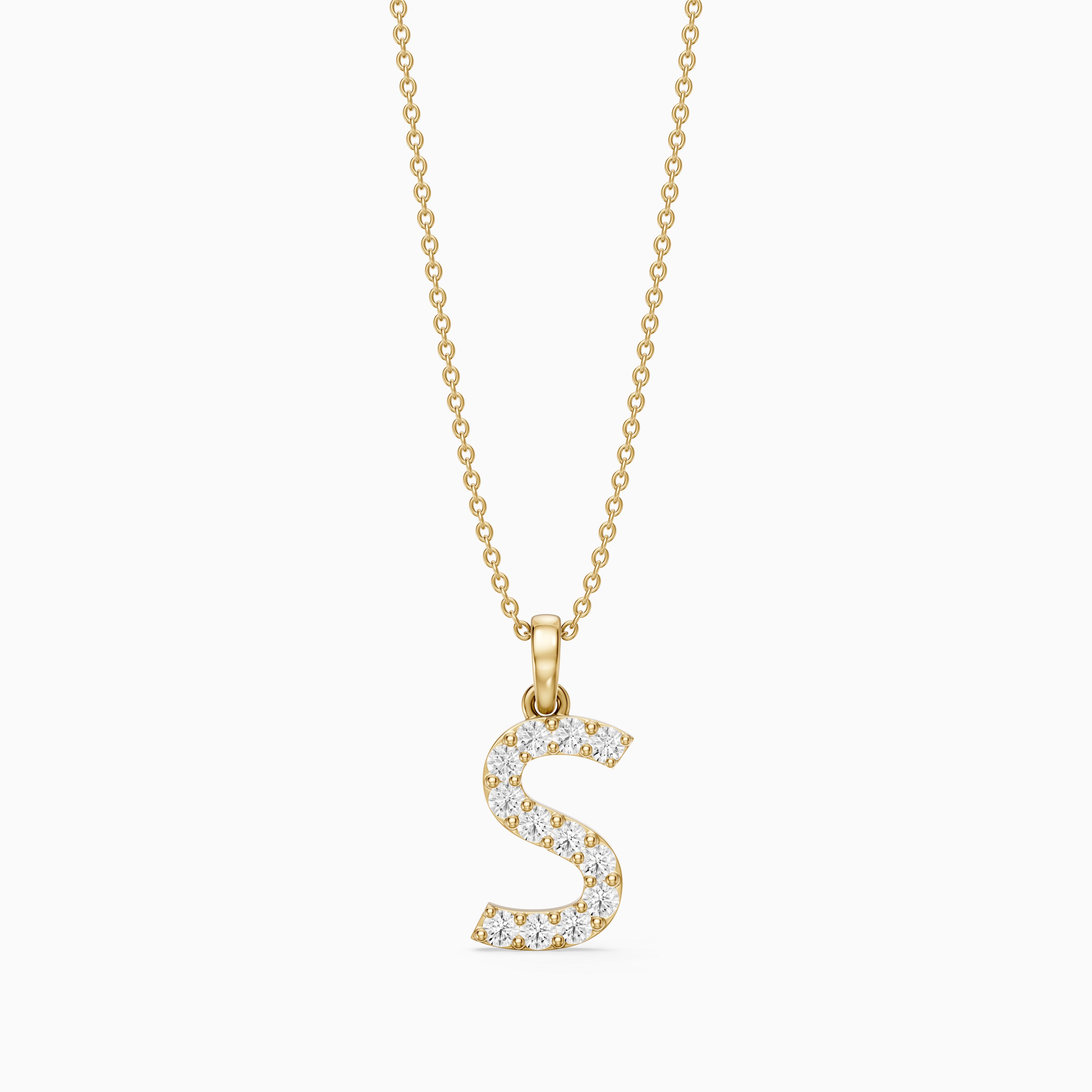 Athena Lab Grown Diamond S Initial Pendant Necklace