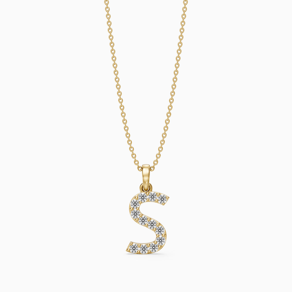 Athena Lab Grown Diamond S Initial Pendant Necklace