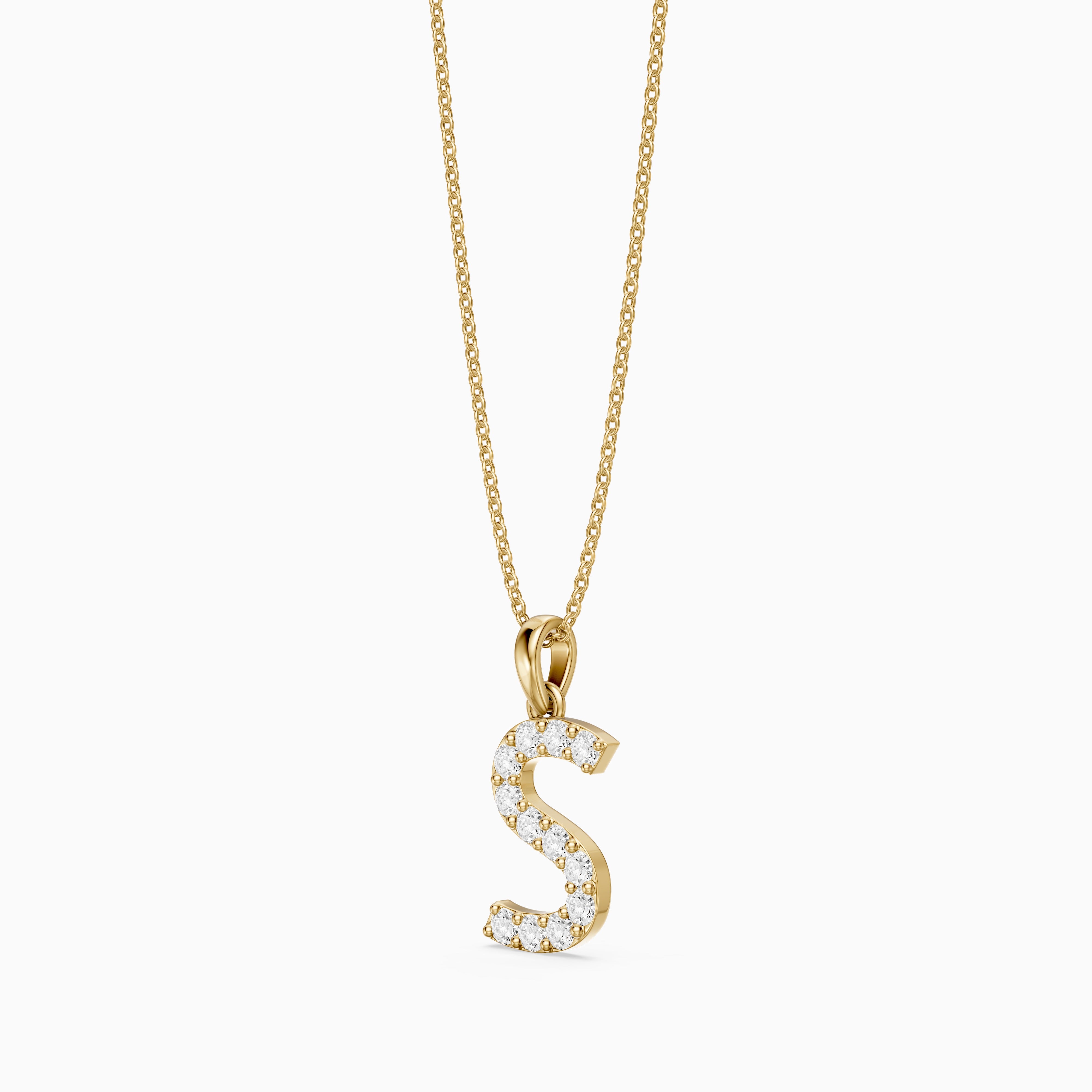 Athena Lab Grown Diamond S Initial Pendant Necklace