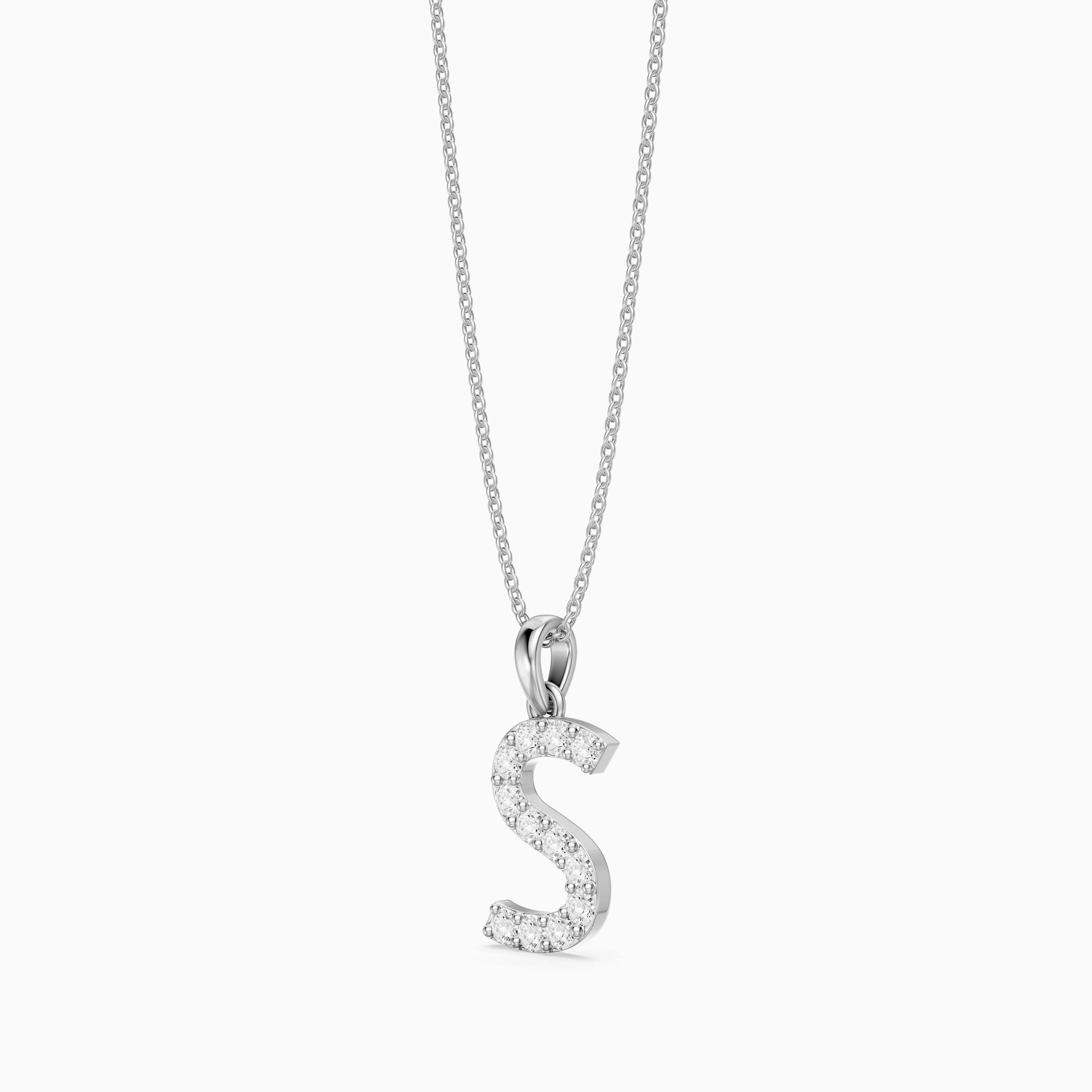 Athena Lab Grown Diamond S Initial Pendant Necklace