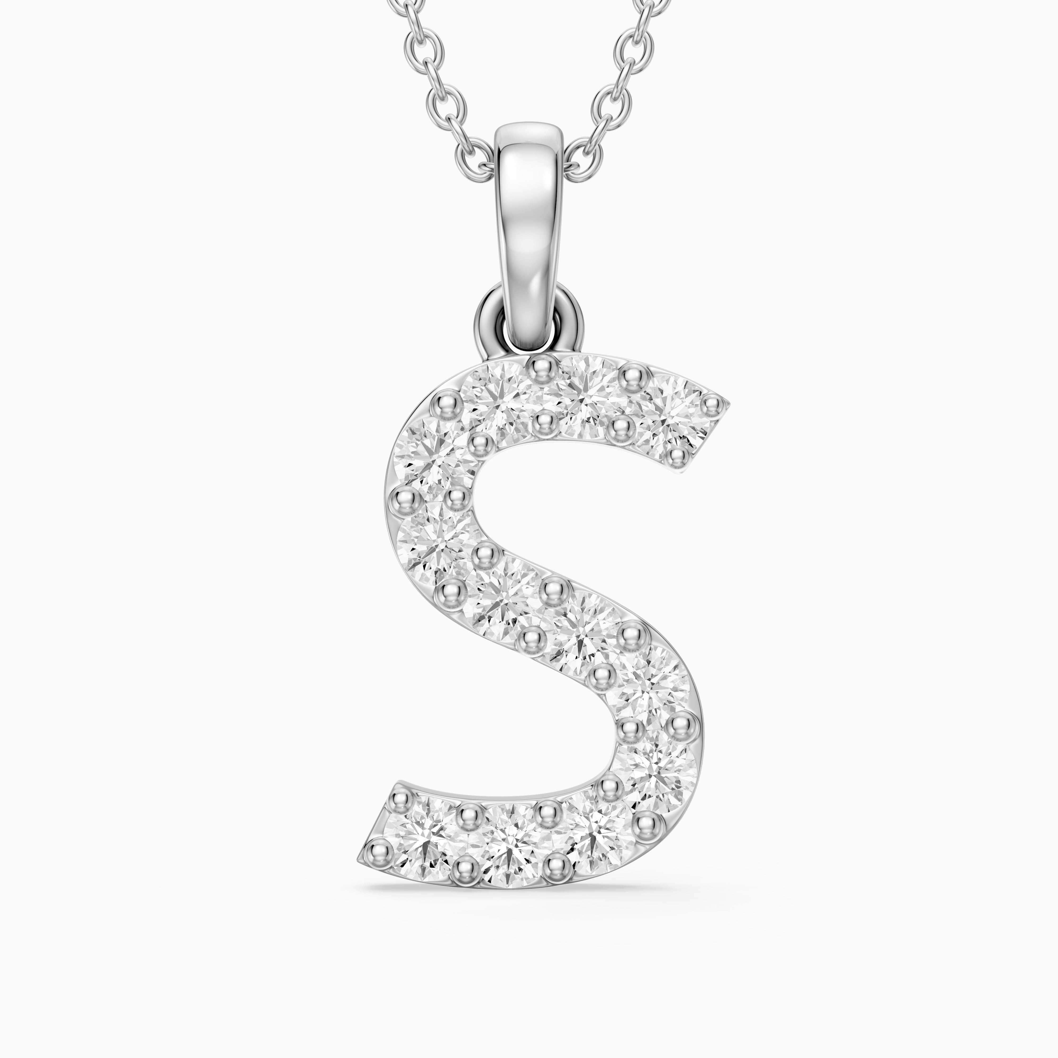 Athena Lab Grown Diamond S Initial Pendant Necklace