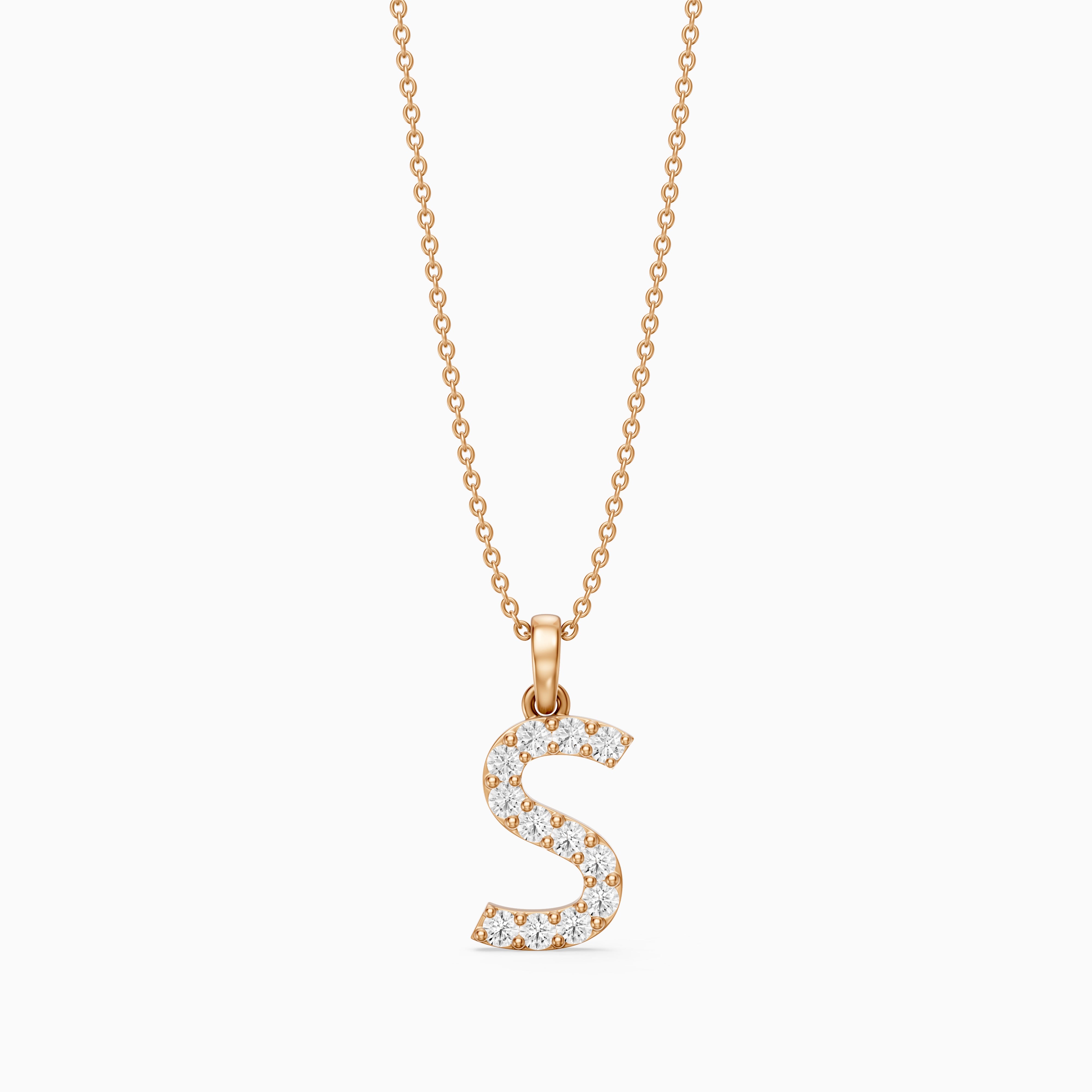 Athena Lab Grown Diamond S Initial Pendant Necklace