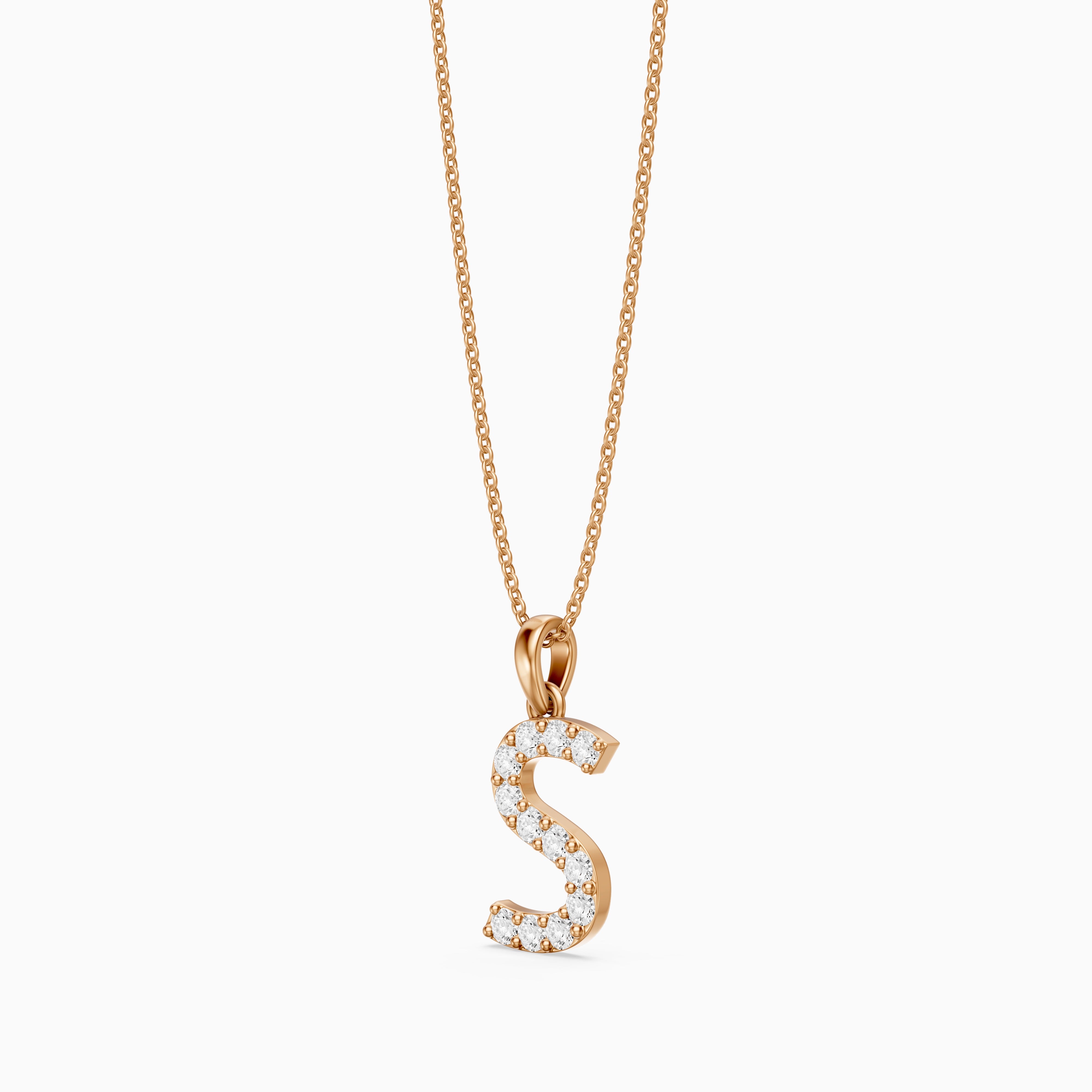 Athena Lab Grown Diamond S Initial Pendant Necklace