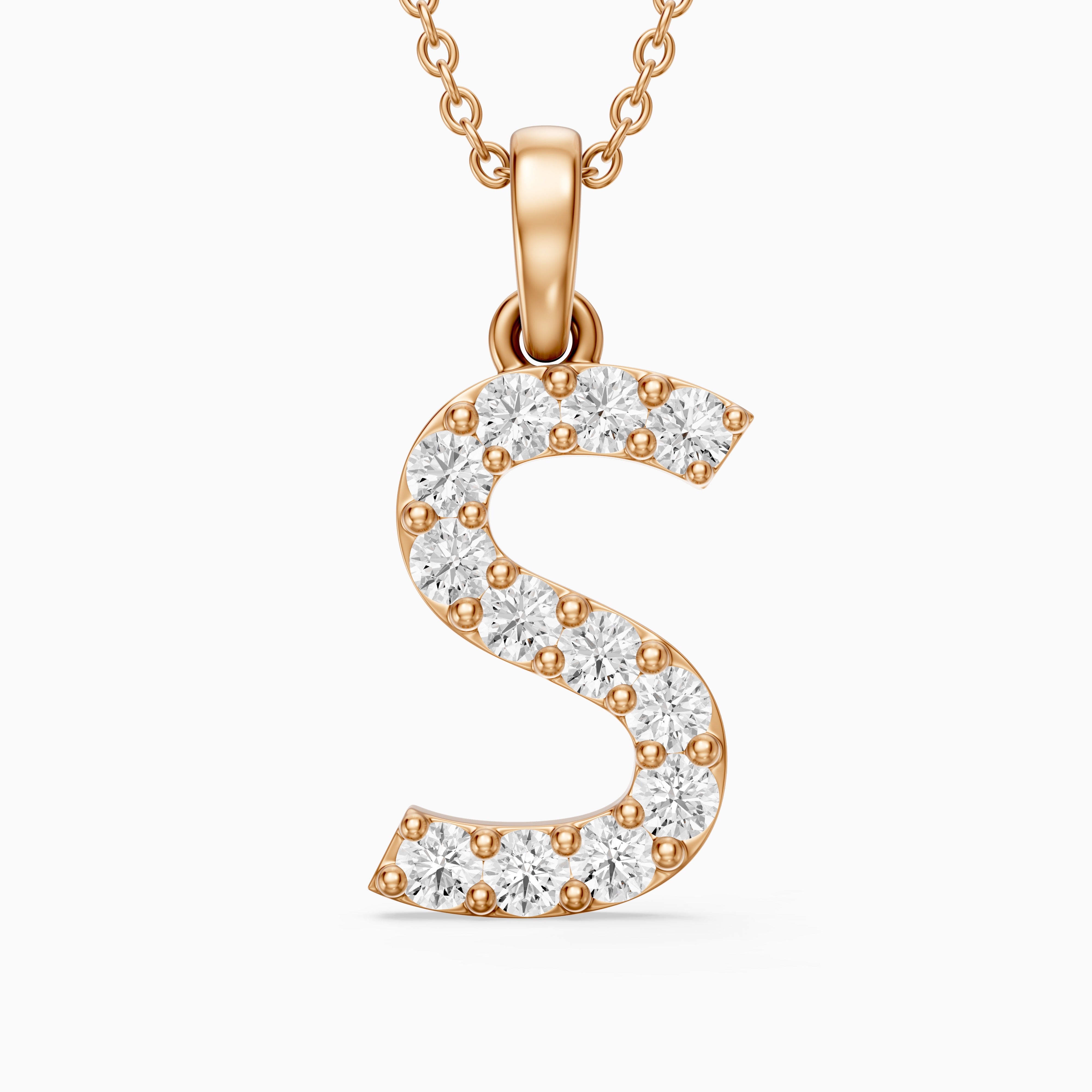 Athena Lab Grown Diamond S Initial Pendant Necklace