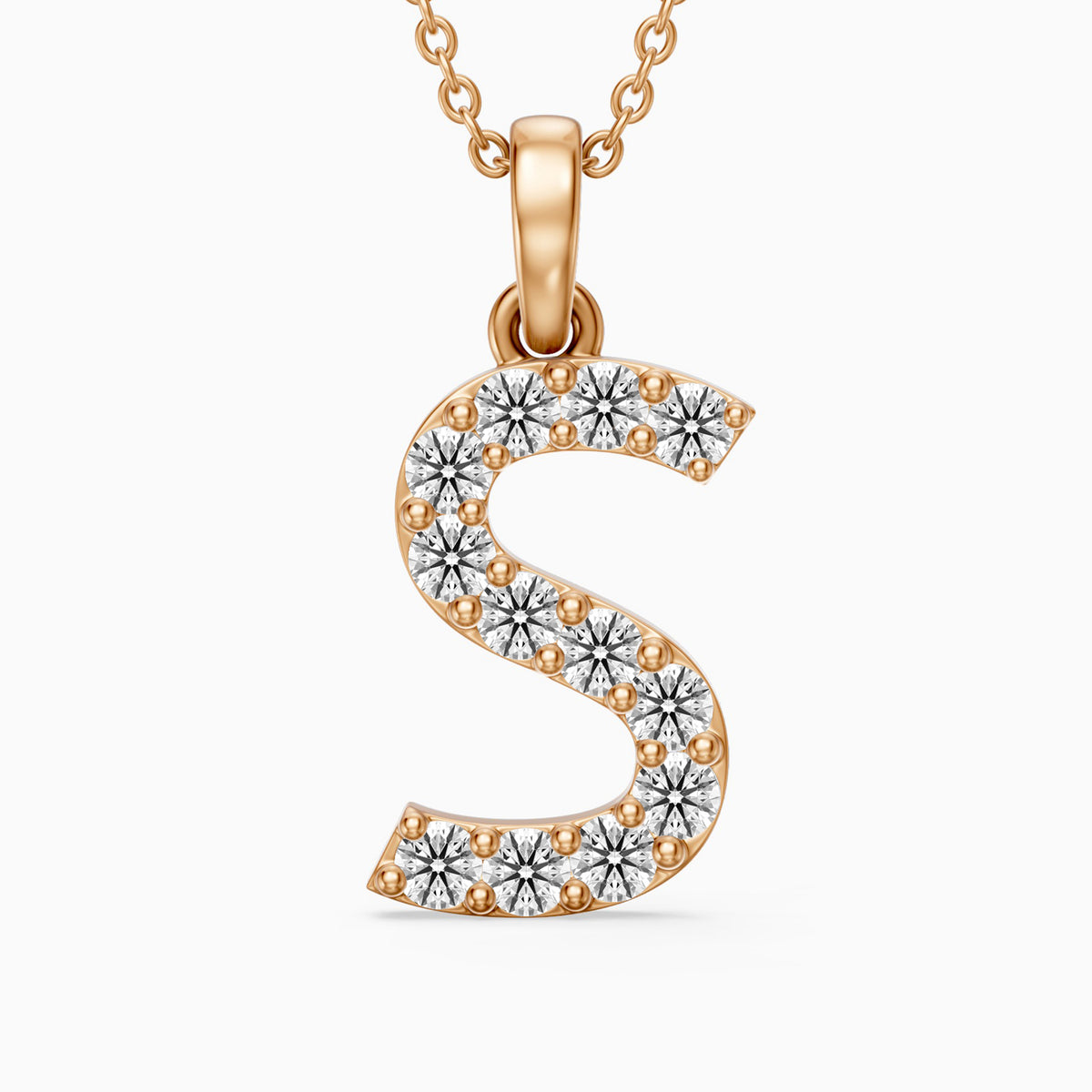 Athena Lab Grown Diamond S Initial Pendant Necklace