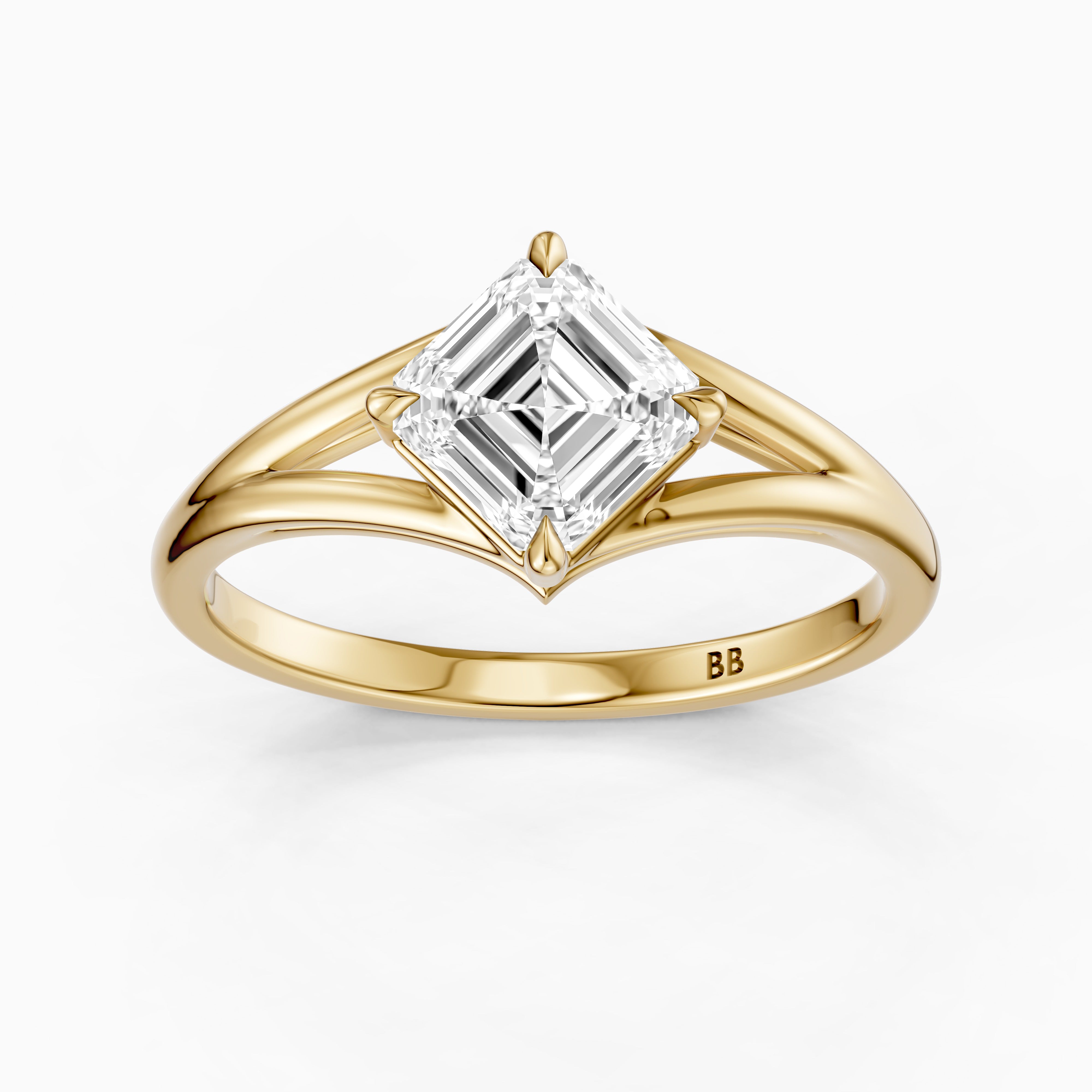 Brielle Asscher Cut Solitaire Lab Diamond Ring with Split Shank