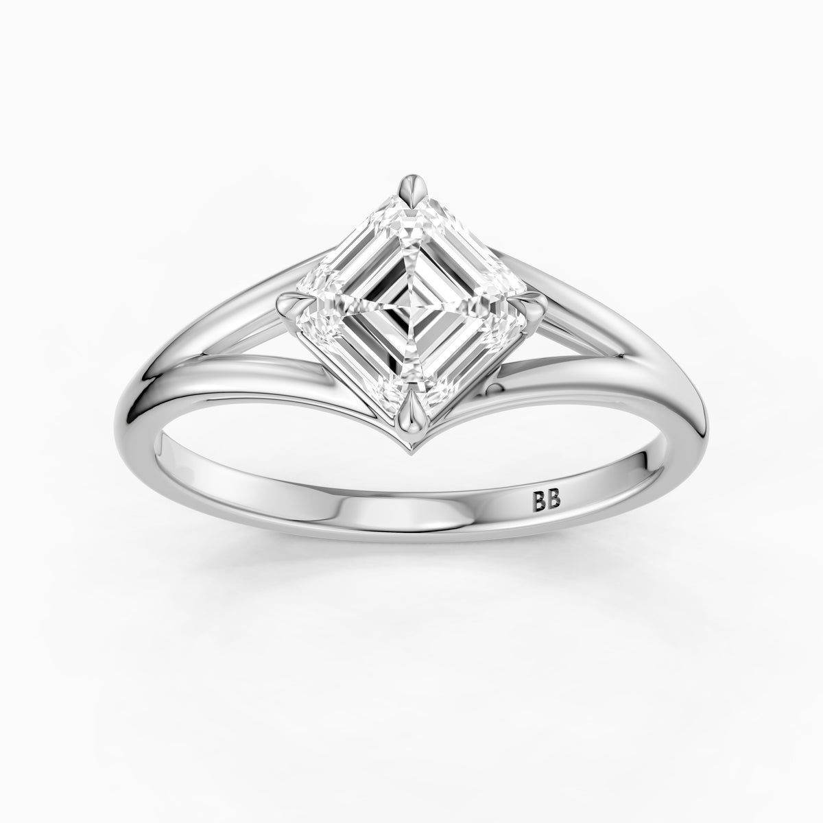 Brielle Asscher Cut Solitaire Lab Diamond Ring with Split Shank