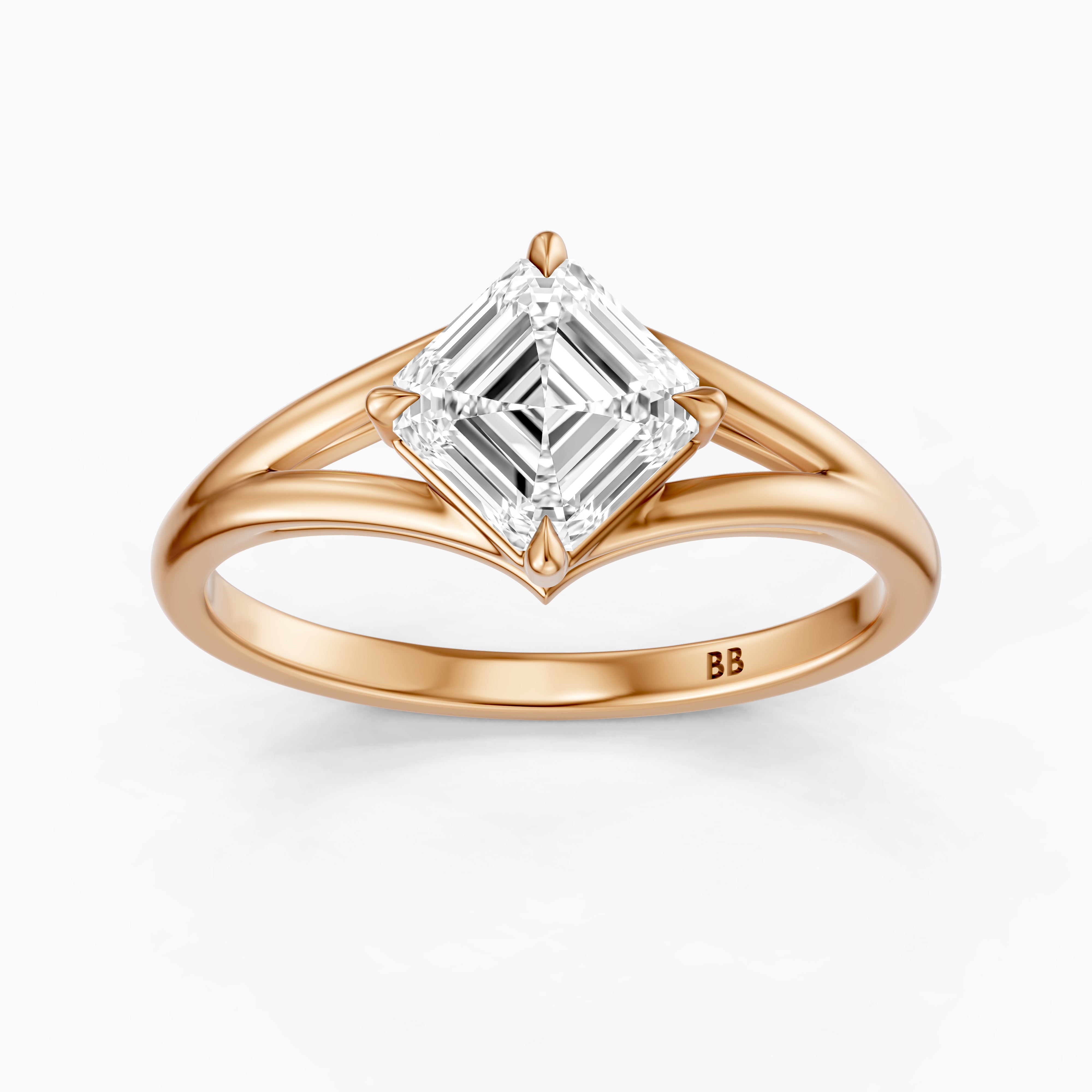 Brielle Asscher Cut Solitaire Lab Diamond Ring with Split Shank