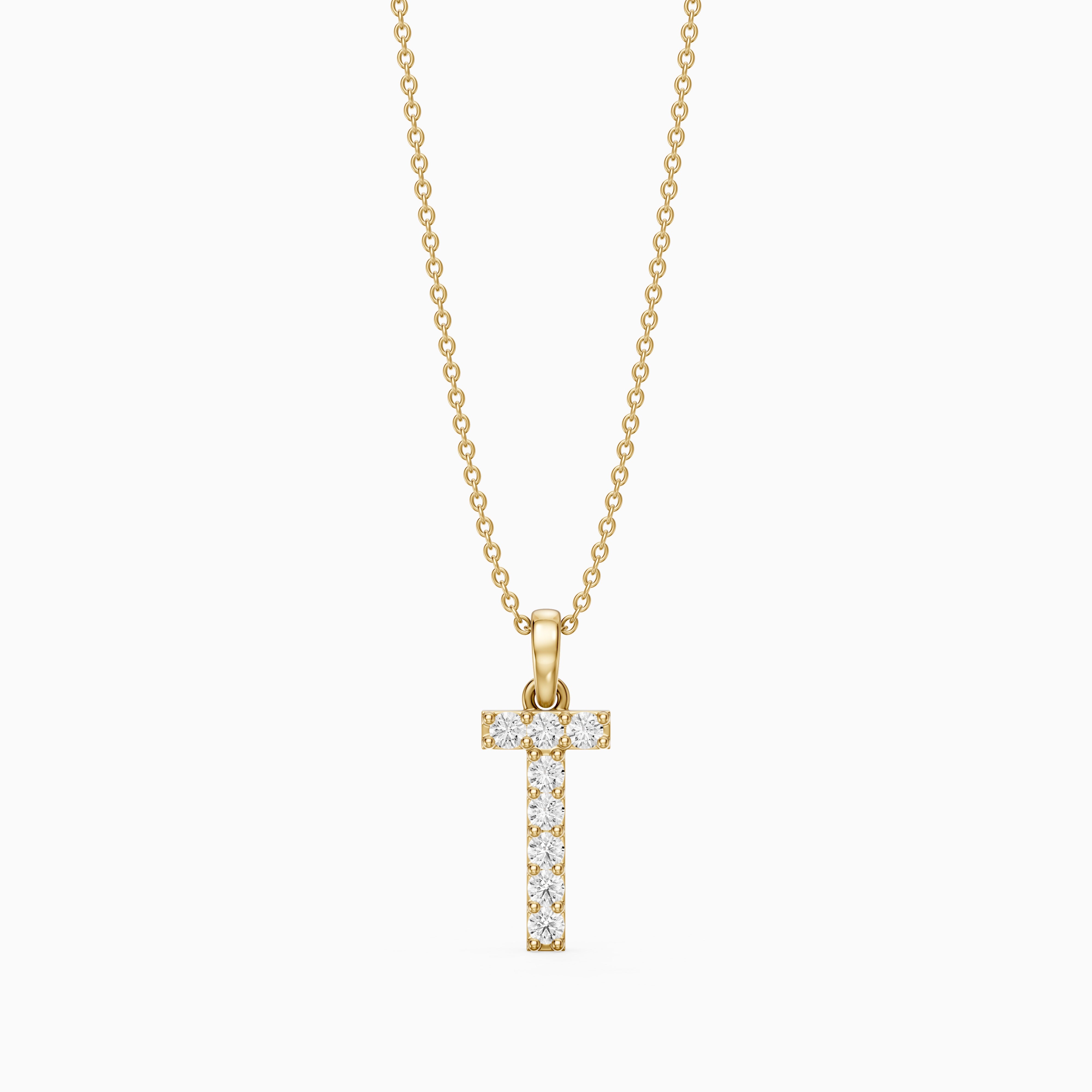 Veronica Lab Grown Diamond T Initial Pendant Necklace