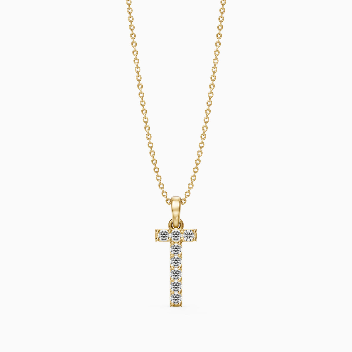 Veronica Lab Grown Diamond T Initial Pendant Necklace