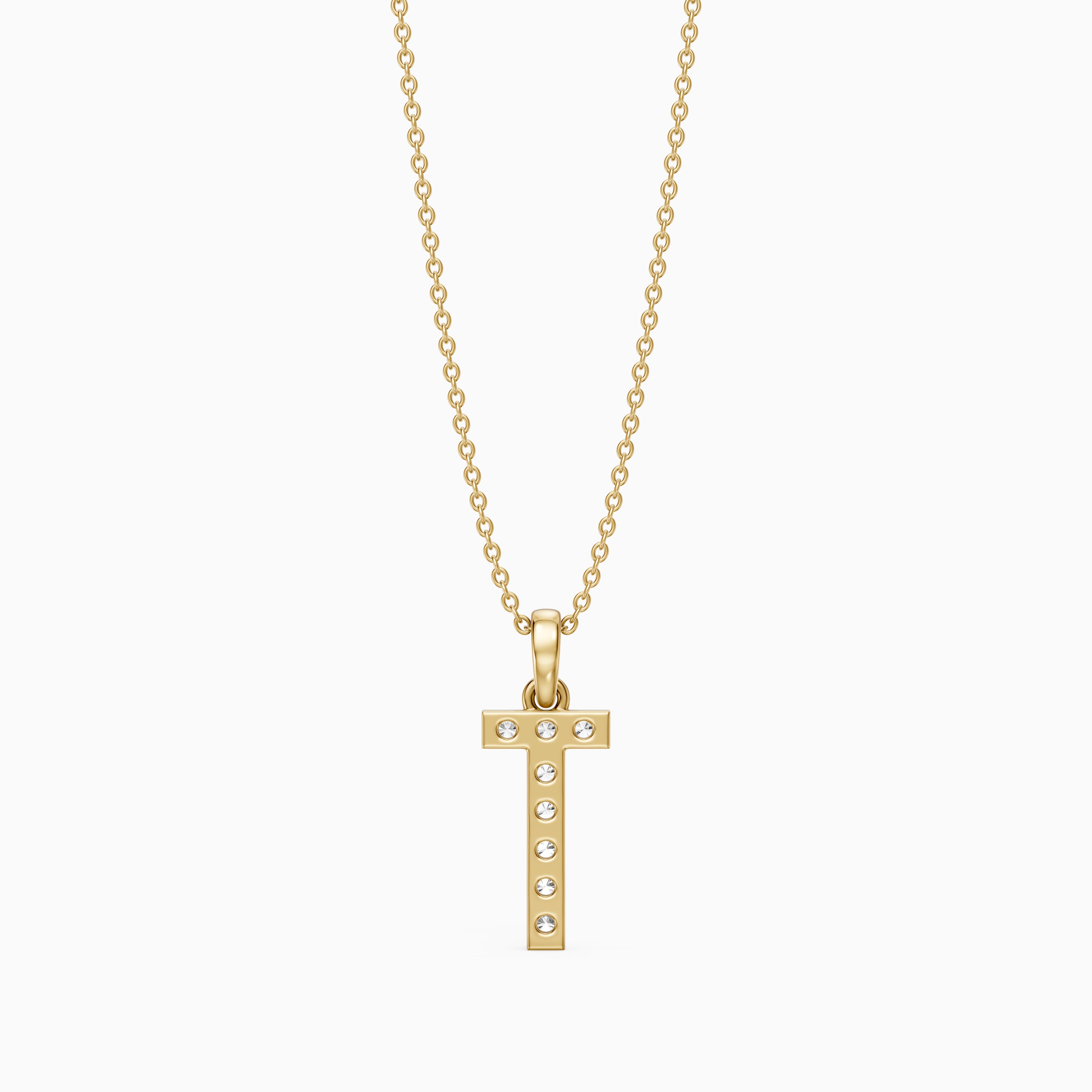 Veronica Lab Grown Diamond T Initial Pendant Necklace