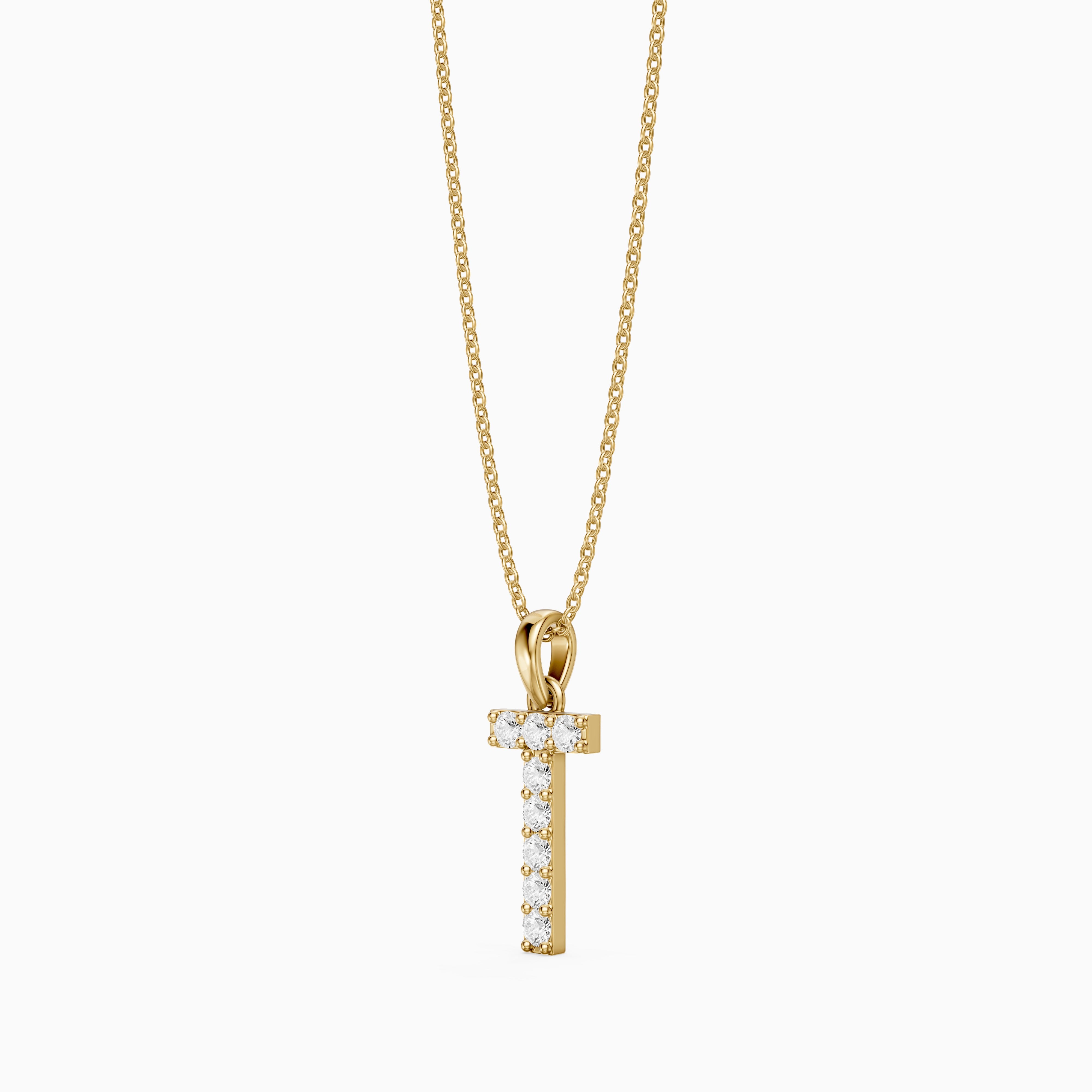 Veronica Lab Grown Diamond T Initial Pendant Necklace