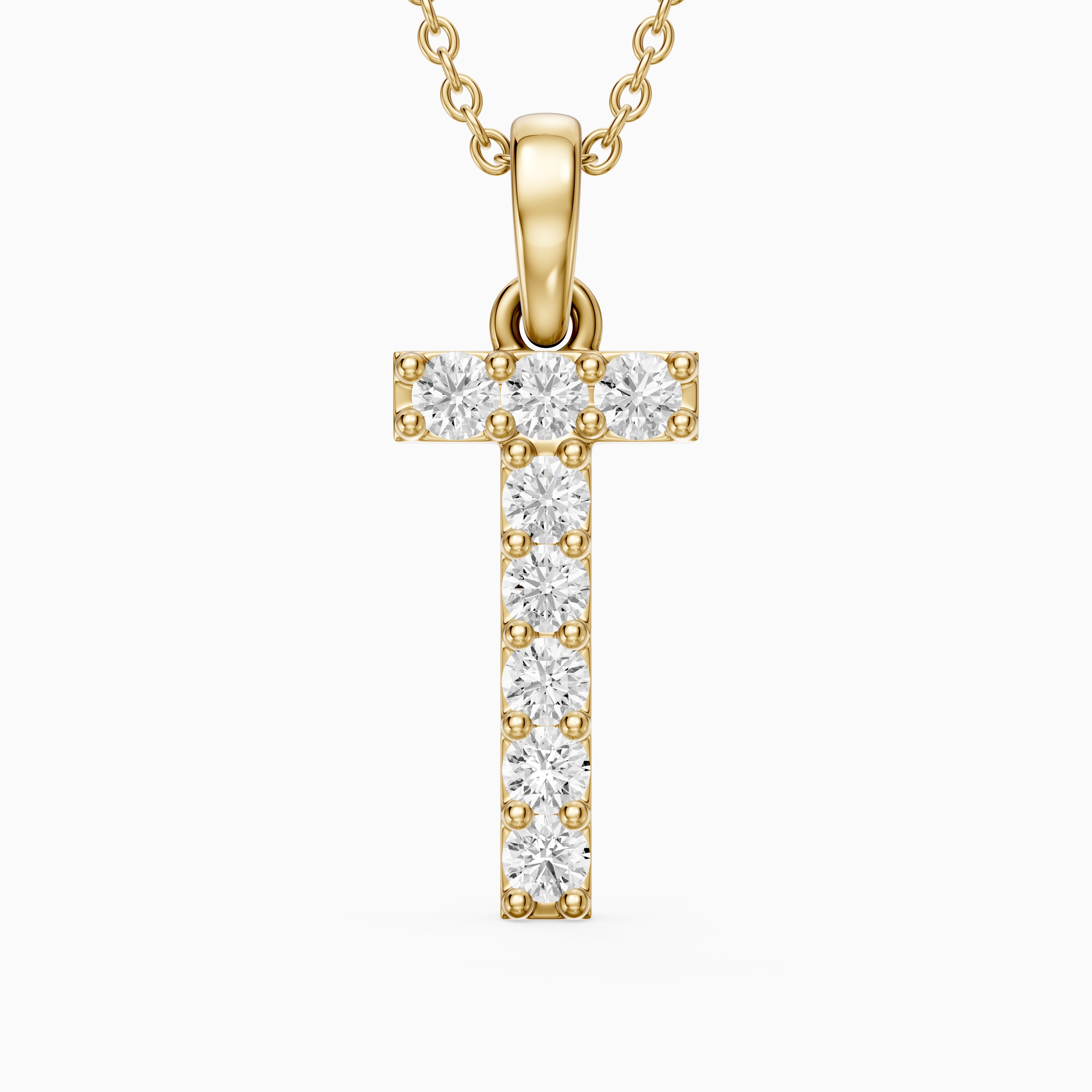 Veronica Lab Grown Diamond T Initial Pendant Necklace