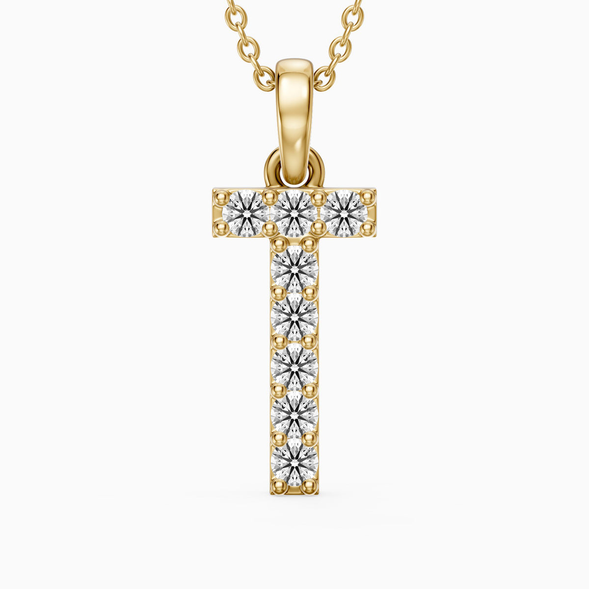 Veronica Lab Grown Diamond T Initial Pendant Necklace