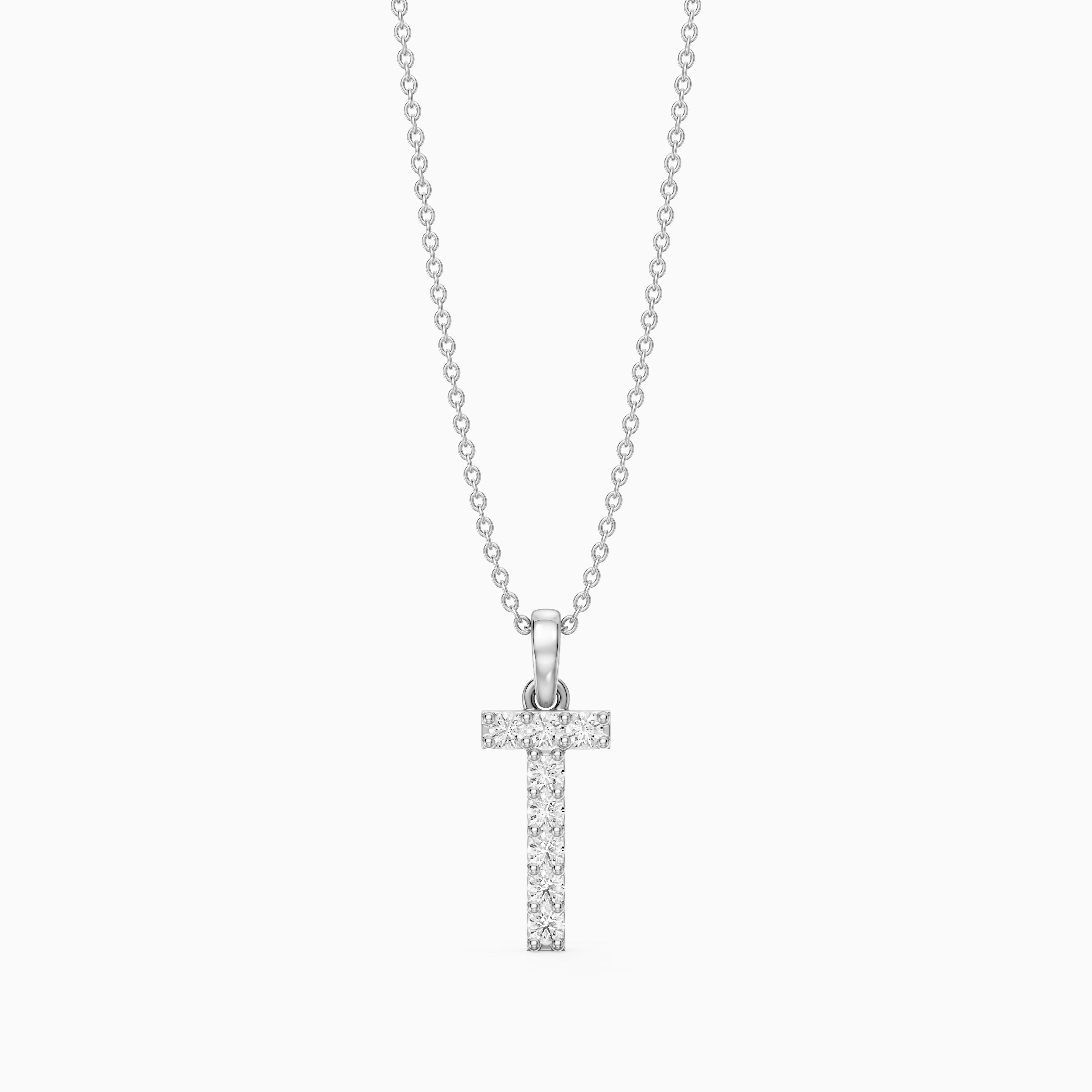 Veronica Lab Grown Diamond T Initial Pendant Necklace