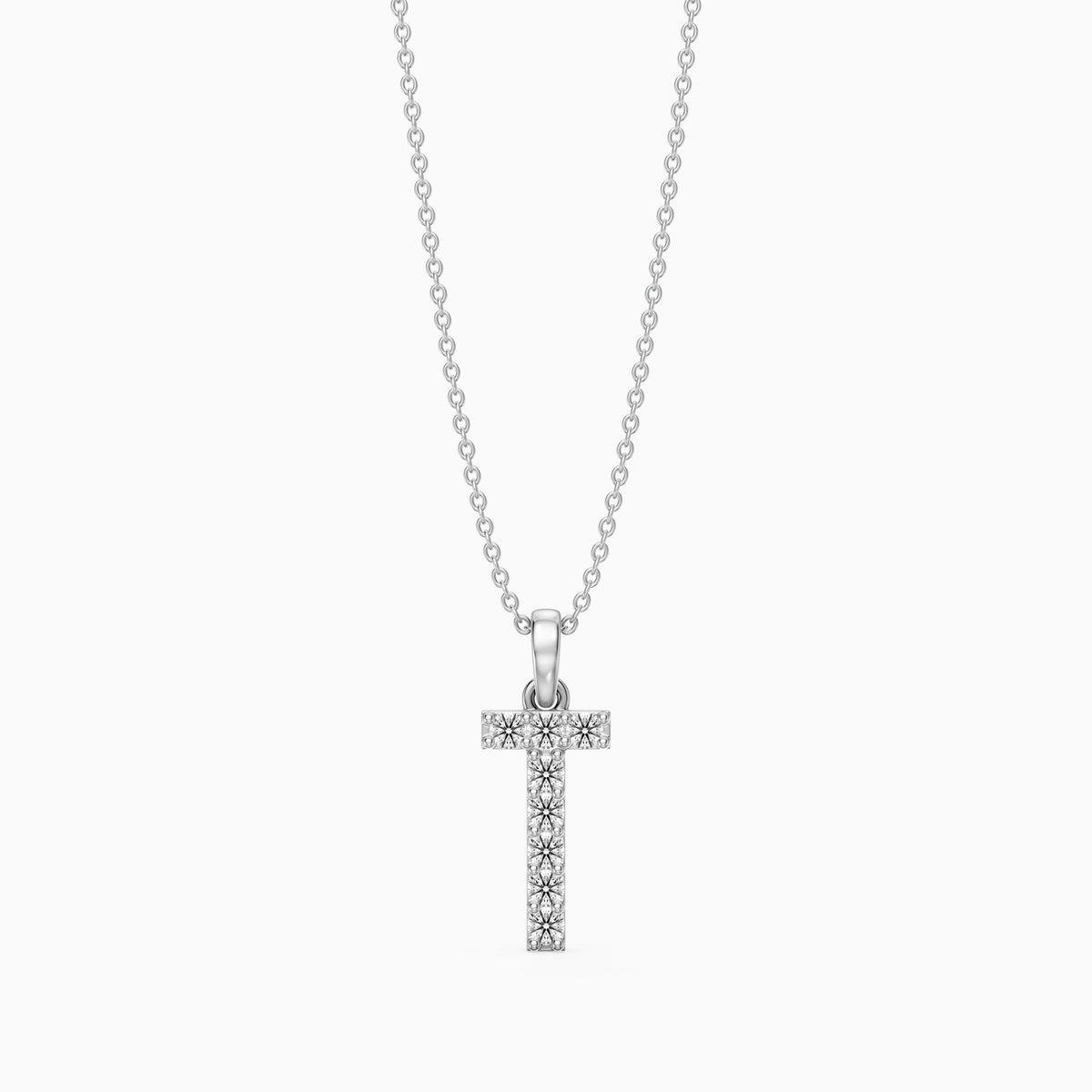 Veronica Lab Grown Diamond T Initial Pendant Necklace