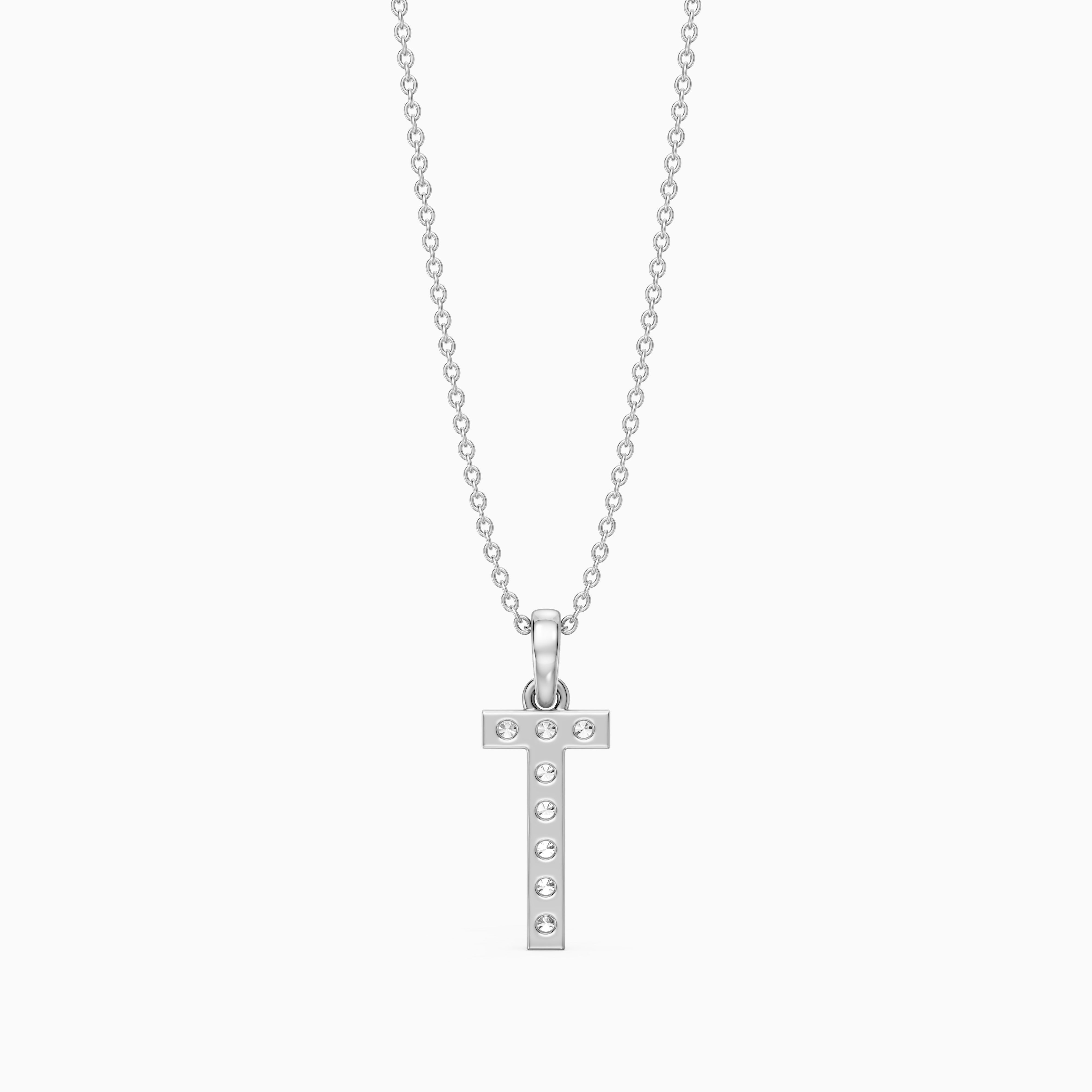 Veronica Lab Grown Diamond T Initial Pendant Necklace