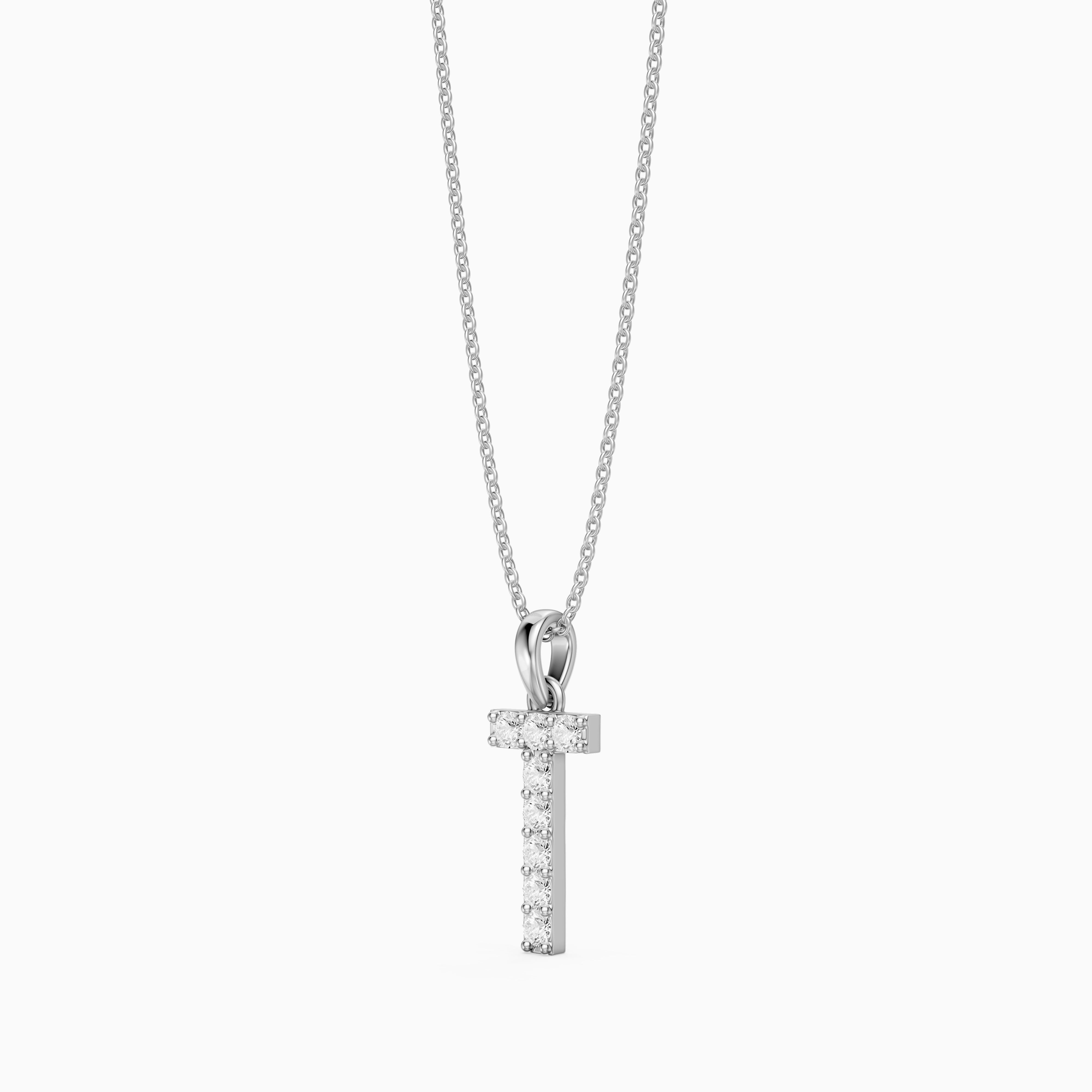 Veronica Lab Grown Diamond T Initial Pendant Necklace