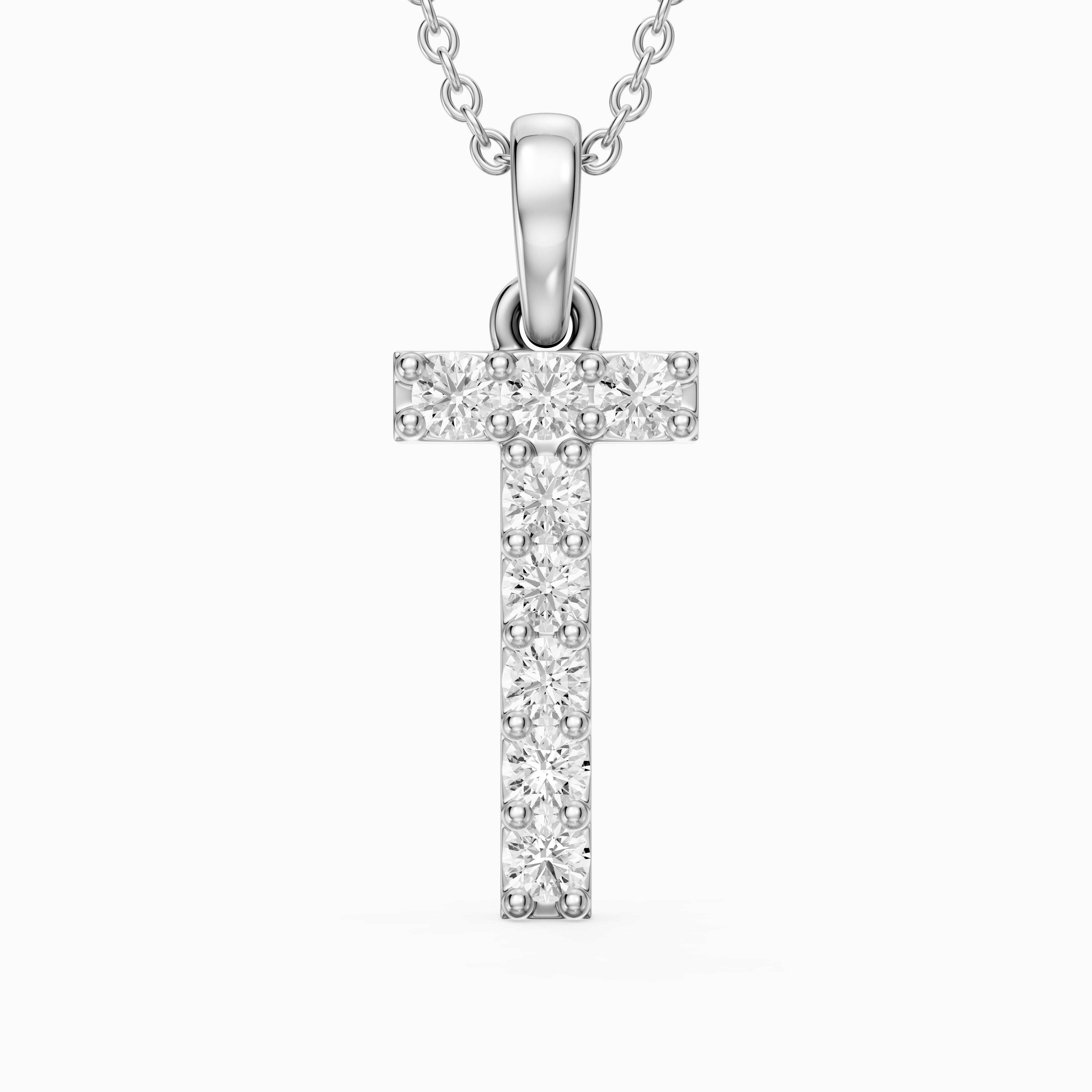 Veronica Lab Grown Diamond T Initial Pendant Necklace