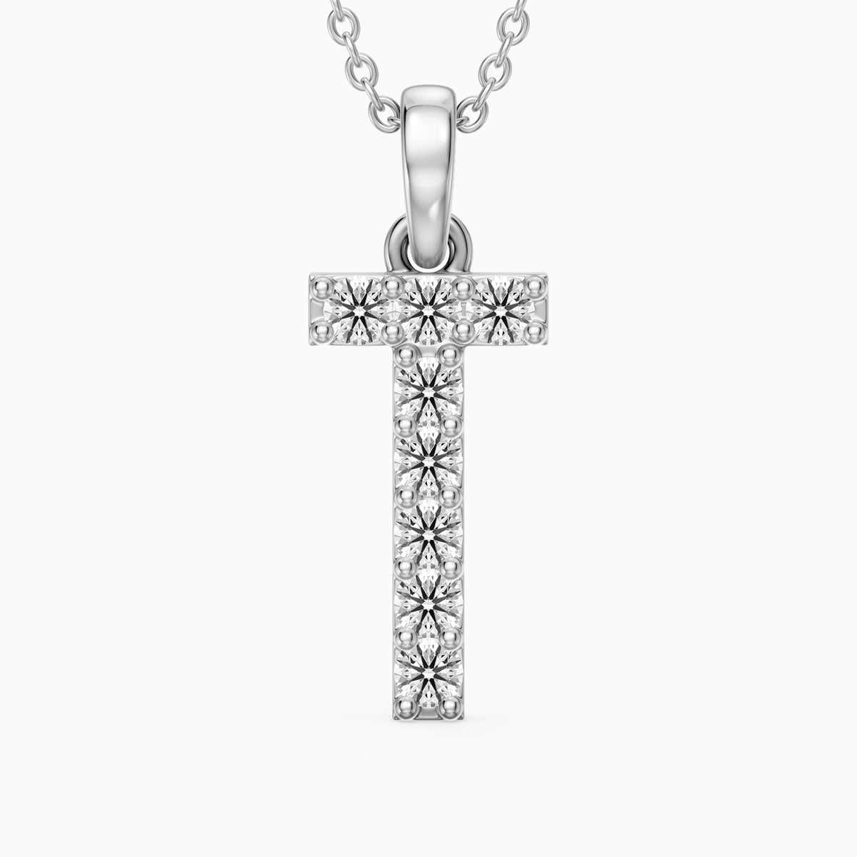 Veronica Lab Grown Diamond T Initial Pendant Necklace
