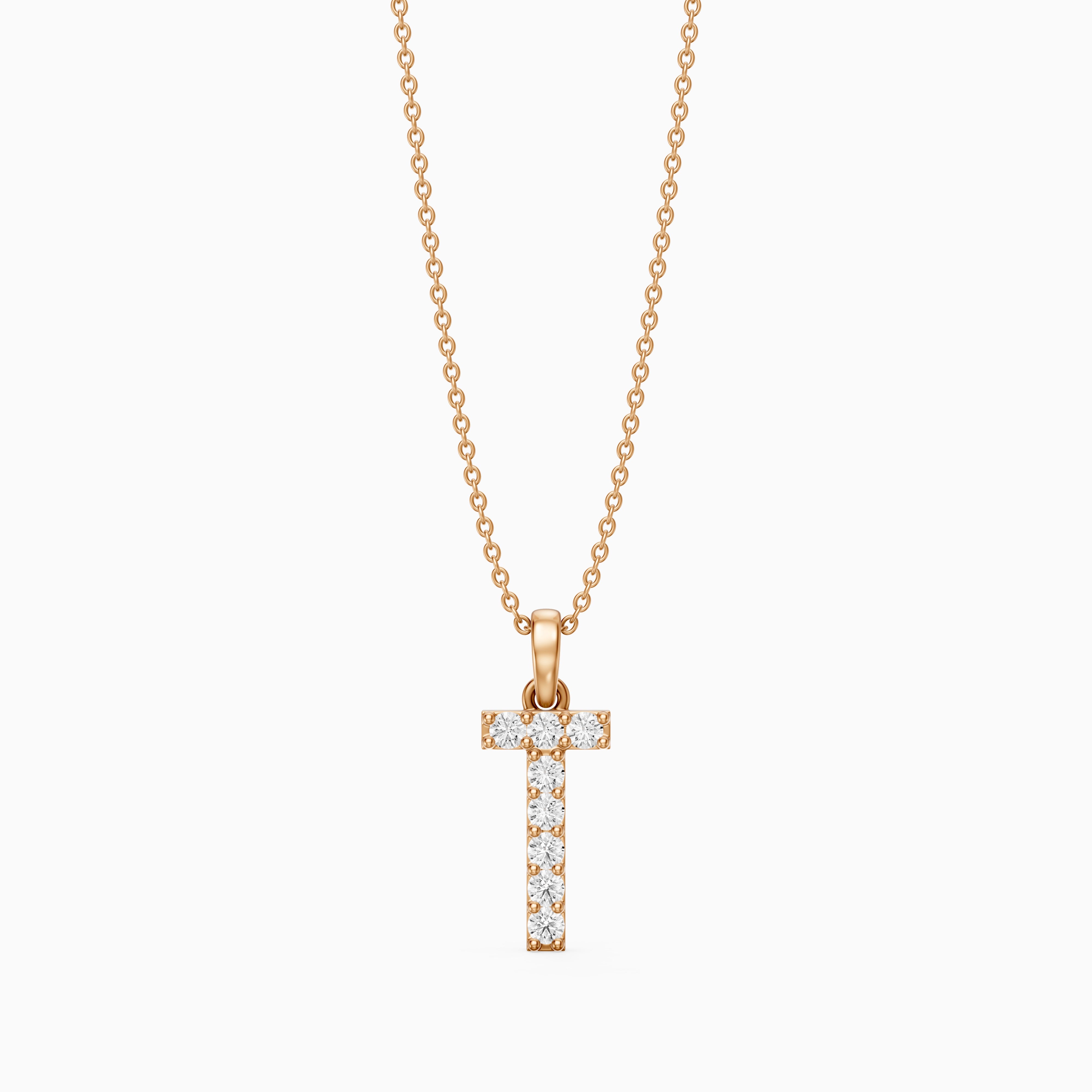 Veronica Lab Grown Diamond T Initial Pendant Necklace
