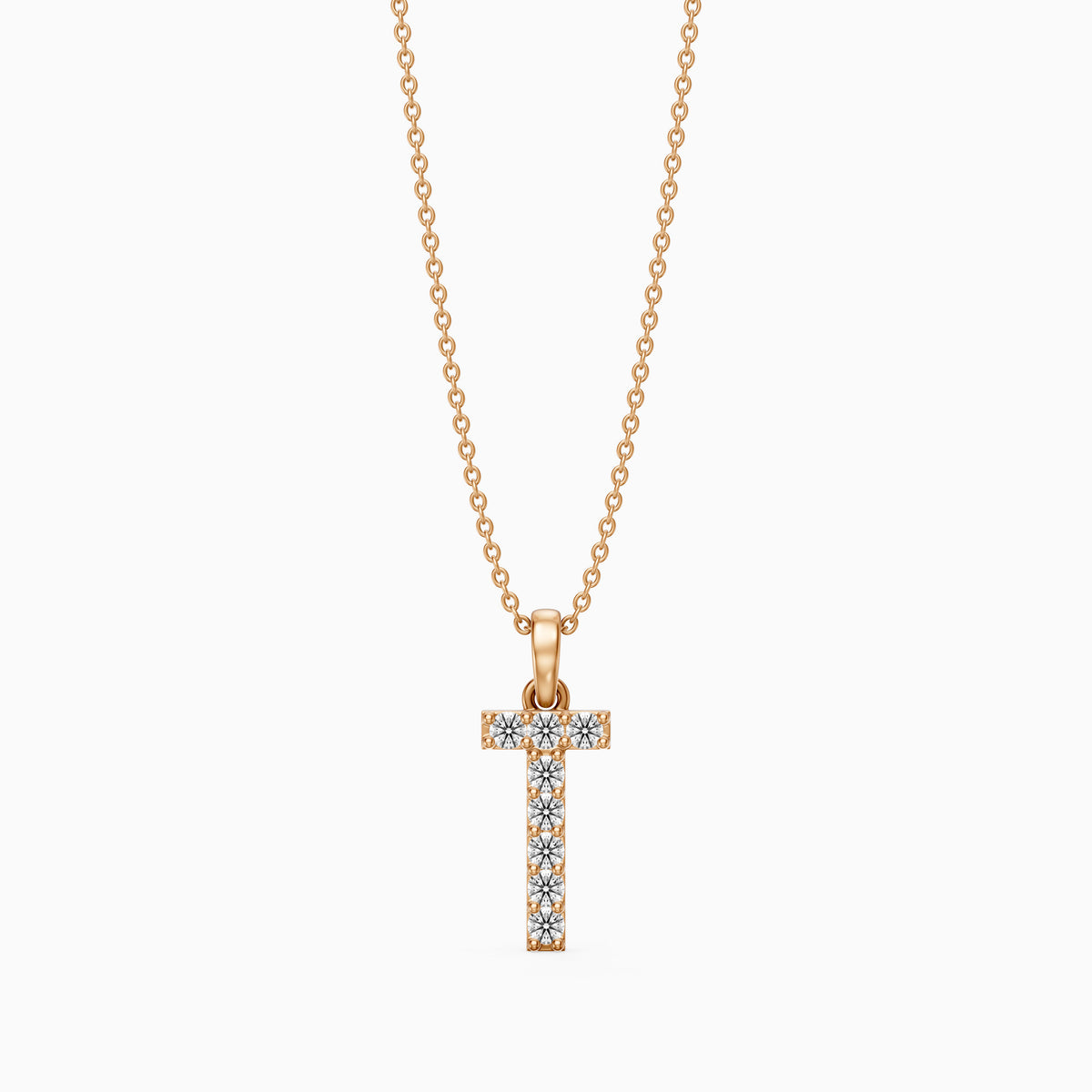 Veronica Lab Grown Diamond T Initial Pendant Necklace