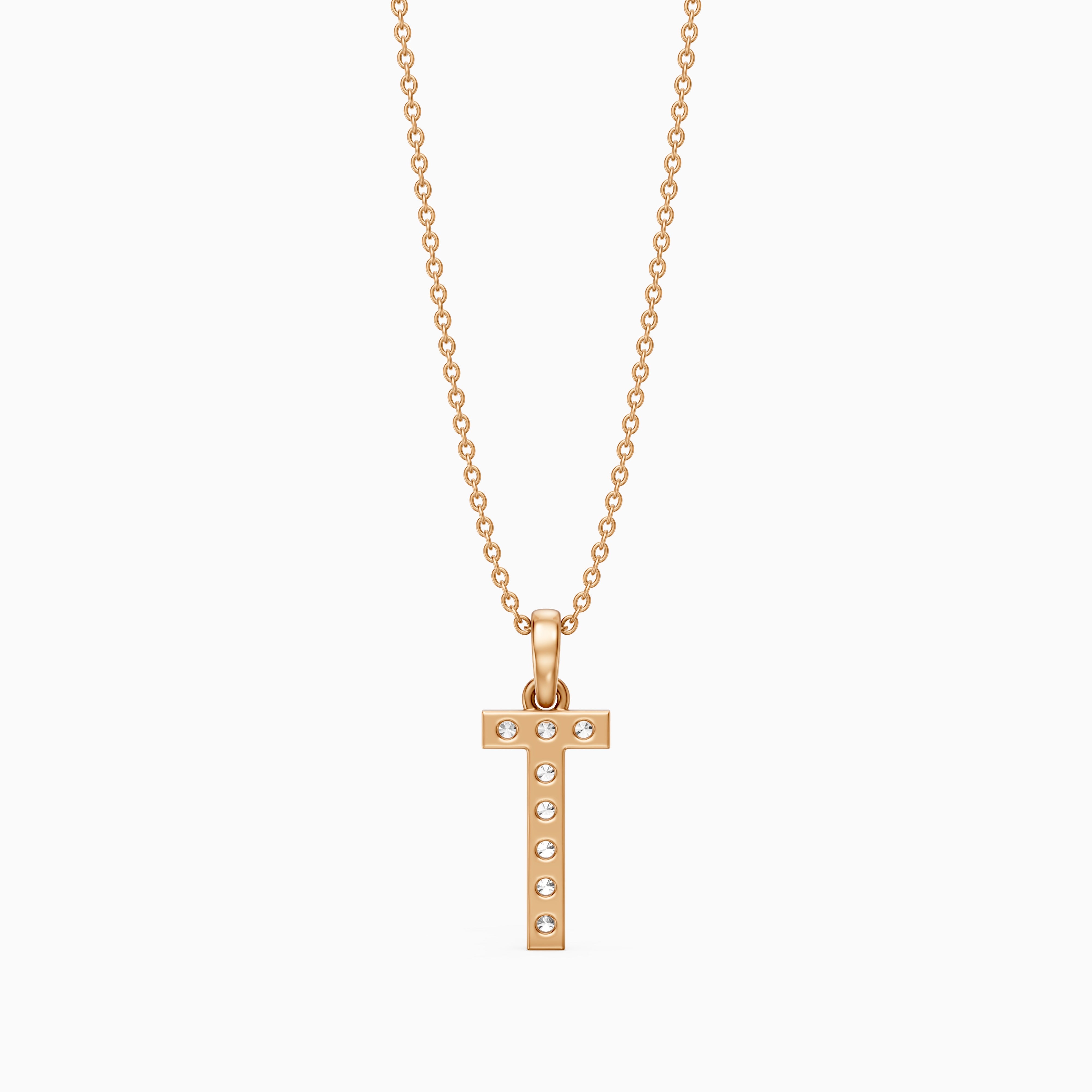 Veronica Lab Grown Diamond T Initial Pendant Necklace