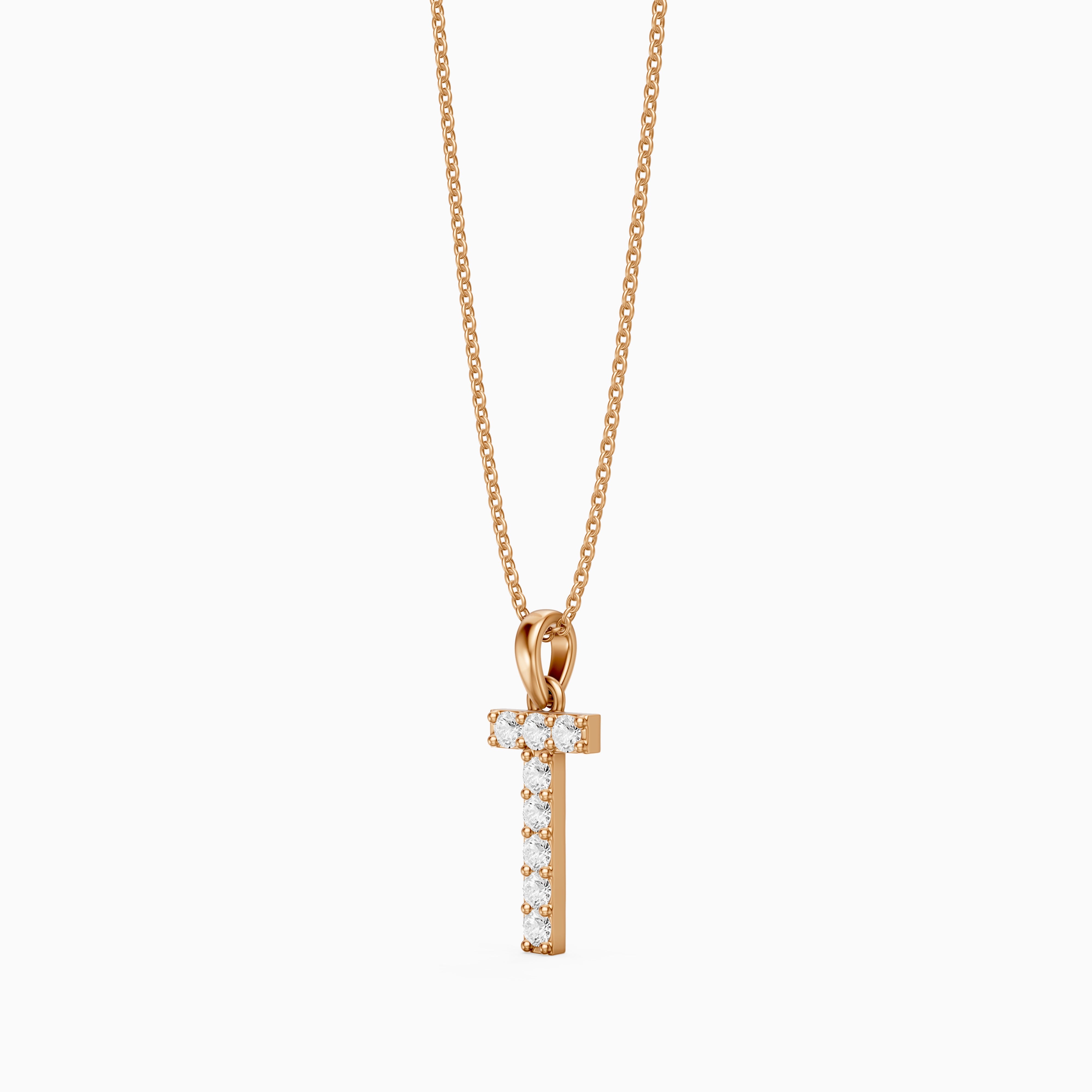 Veronica Lab Grown Diamond T Initial Pendant Necklace