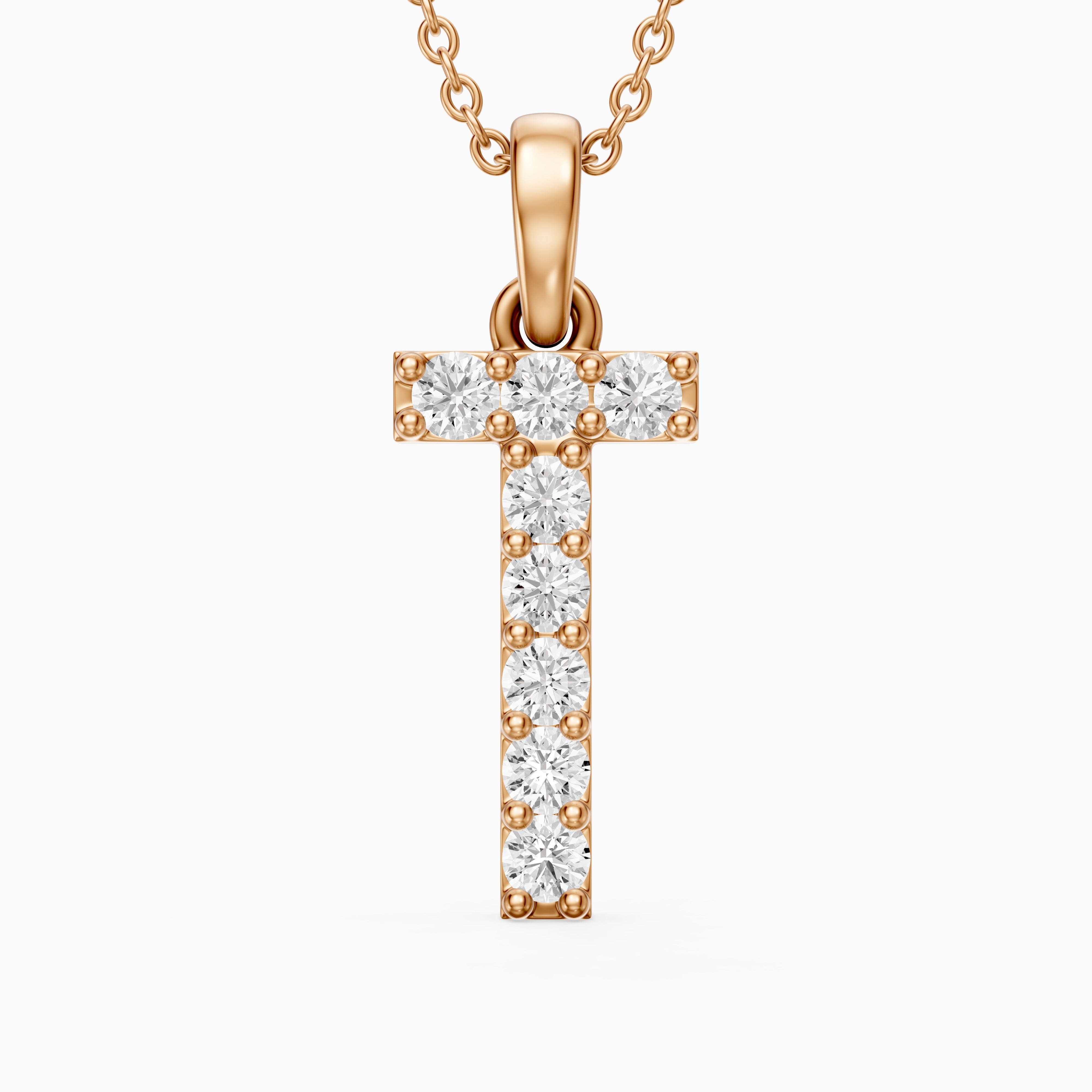 Veronica Lab Grown Diamond T Initial Pendant Necklace