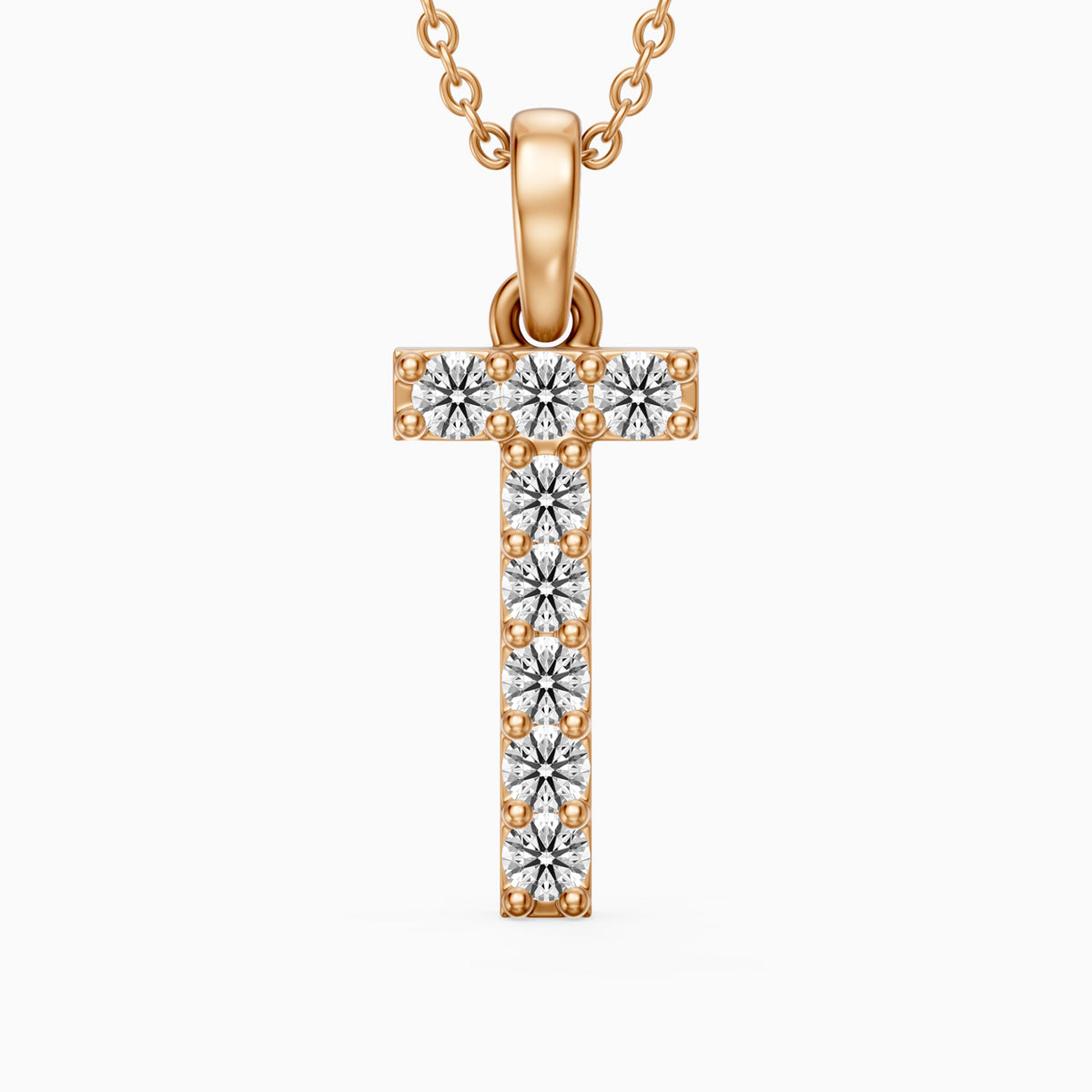 Veronica Lab Grown Diamond T Initial Pendant Necklace