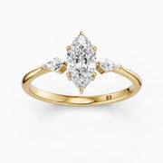 Allison Marquise Cut Side Kite Cut Lab Grown Diamond Engagement Ring