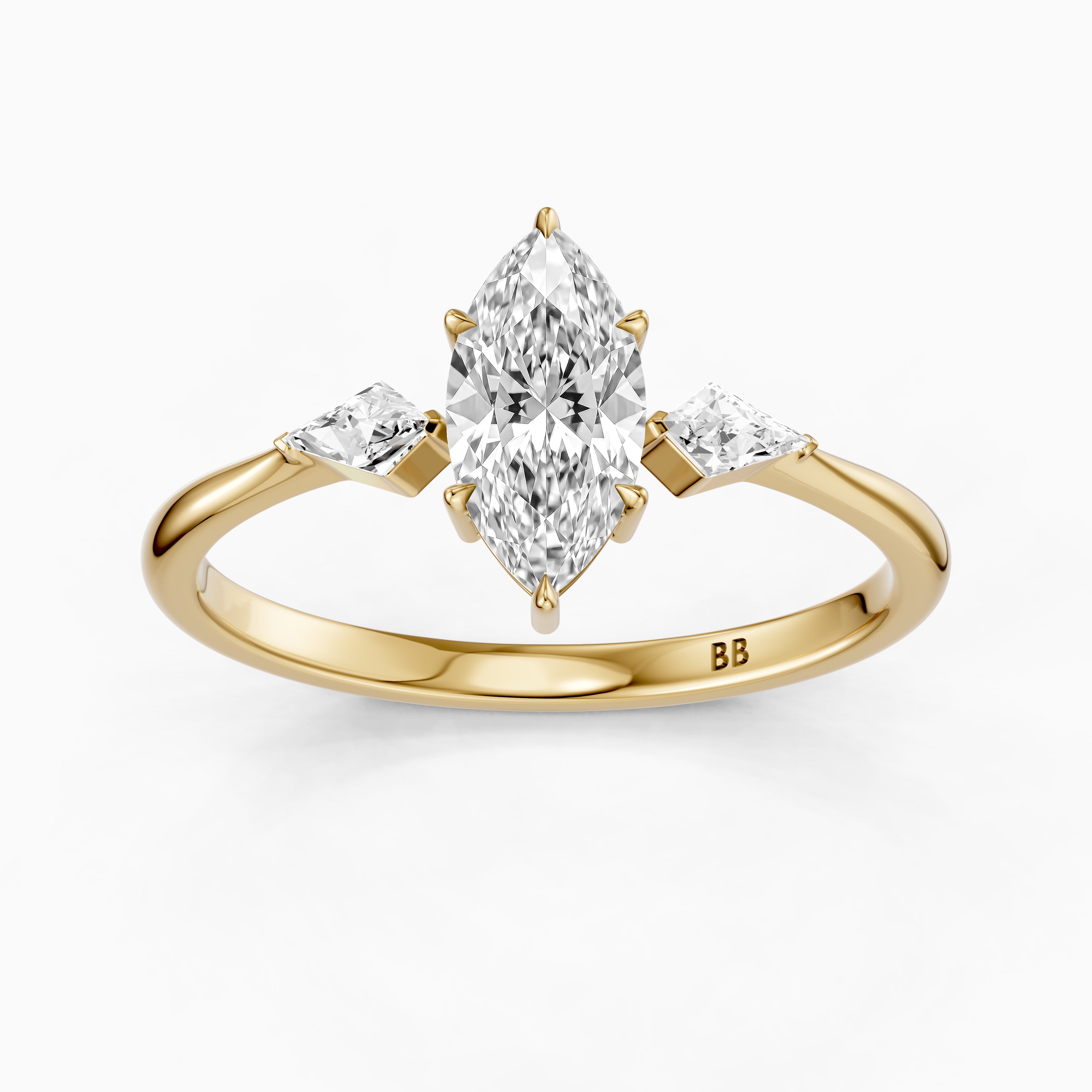 Allison Marquise Cut Side Kite Cut Lab Grown Diamond Engagement Ring