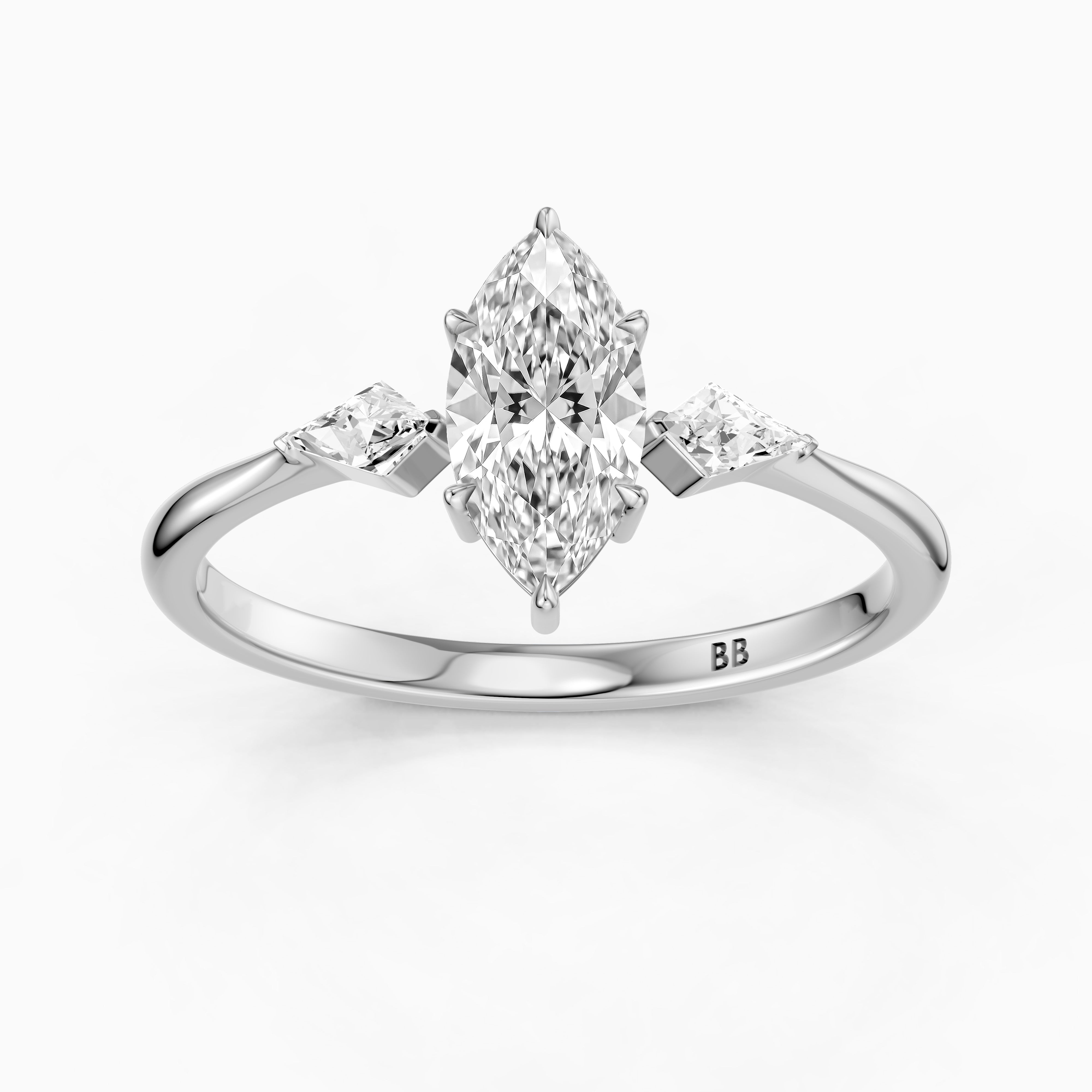 Allison Marquise Cut Side Kite Cut Lab Grown Diamond Engagement Ring