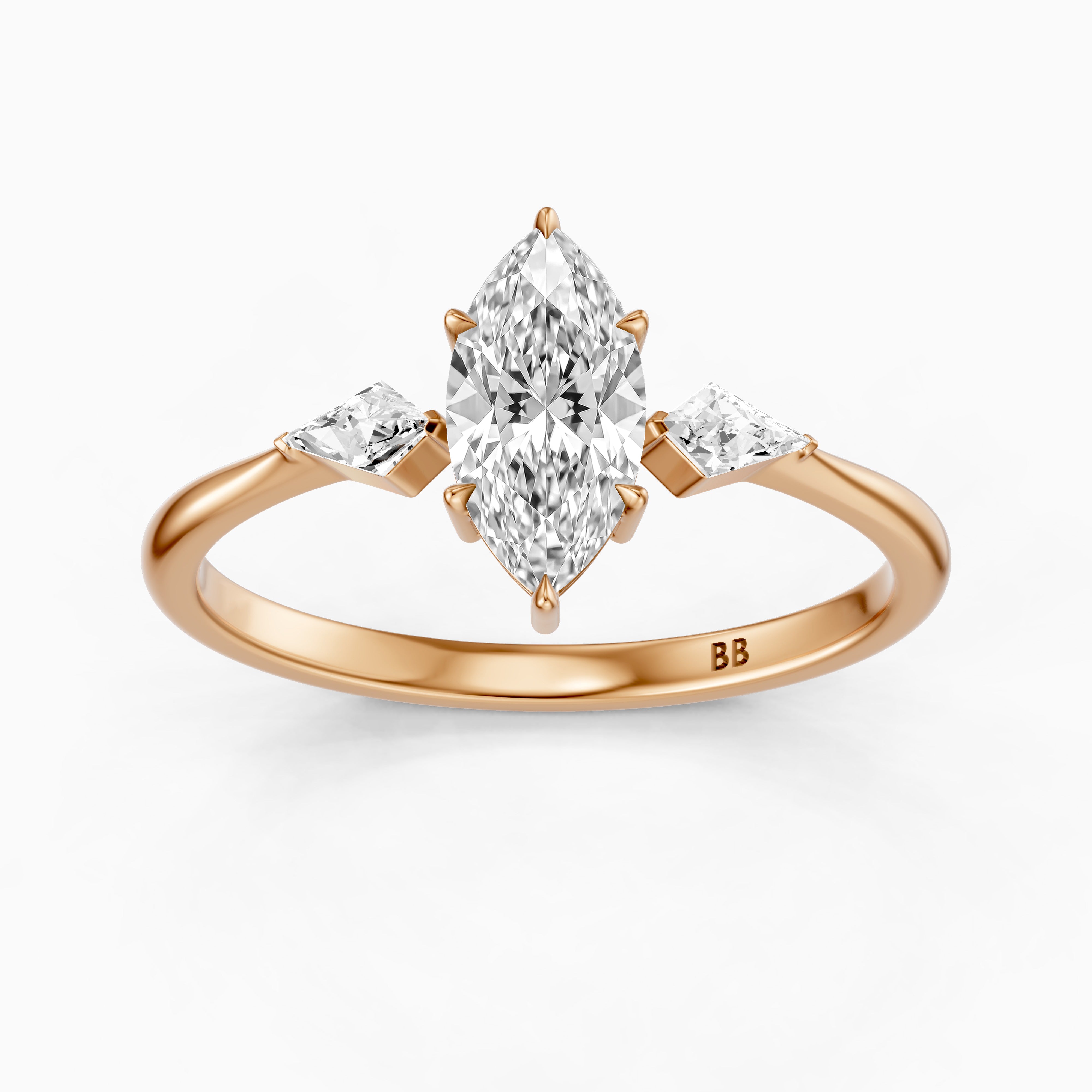 Allison Marquise Cut Side Kite Cut Lab Grown Diamond Engagement Ring