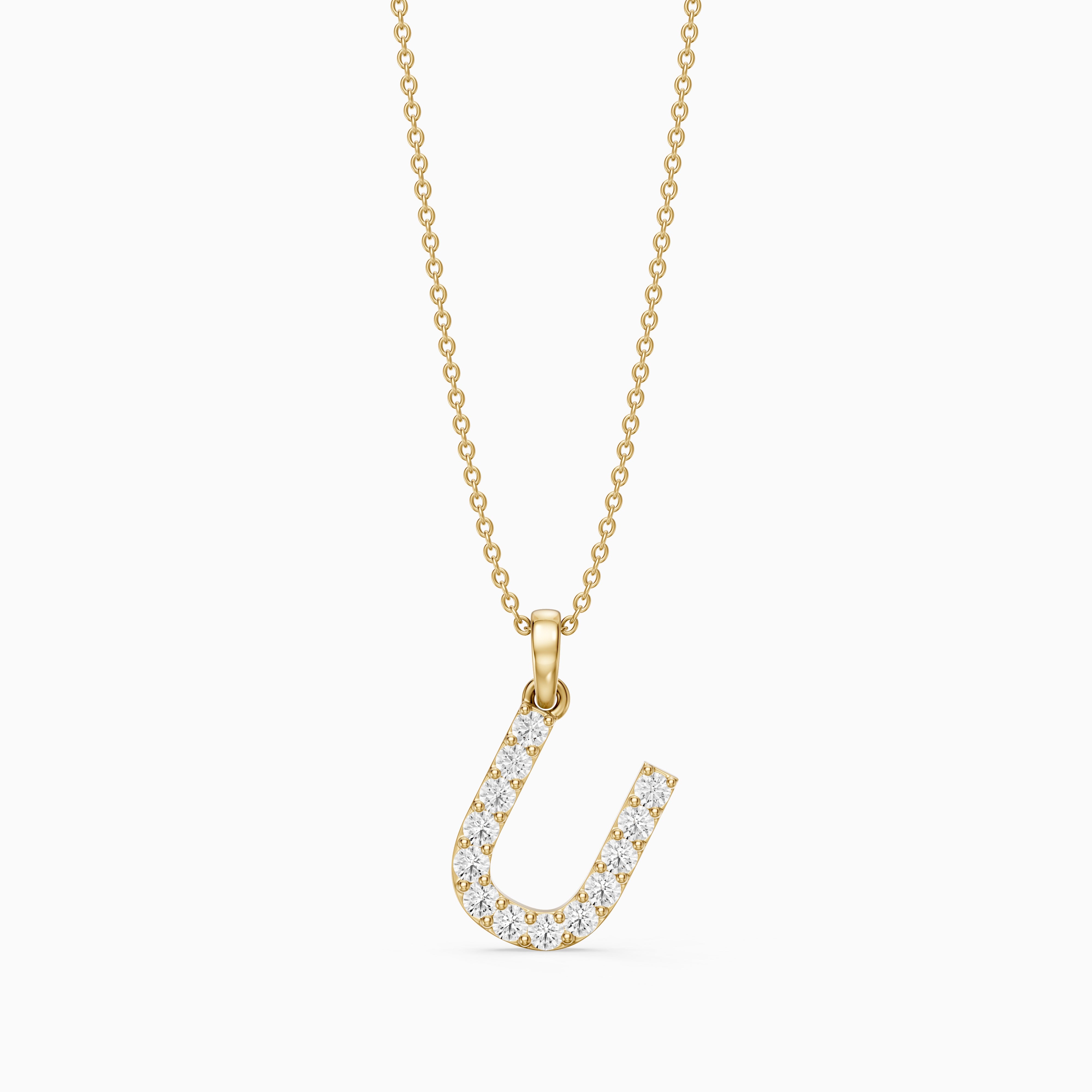 Amora Lab Grown Diamond U Initial Pendant Necklace