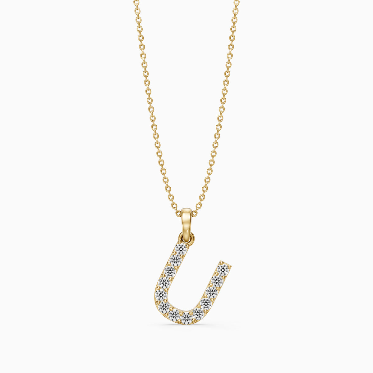 Amora Lab Grown Diamond U Initial Pendant Necklace
