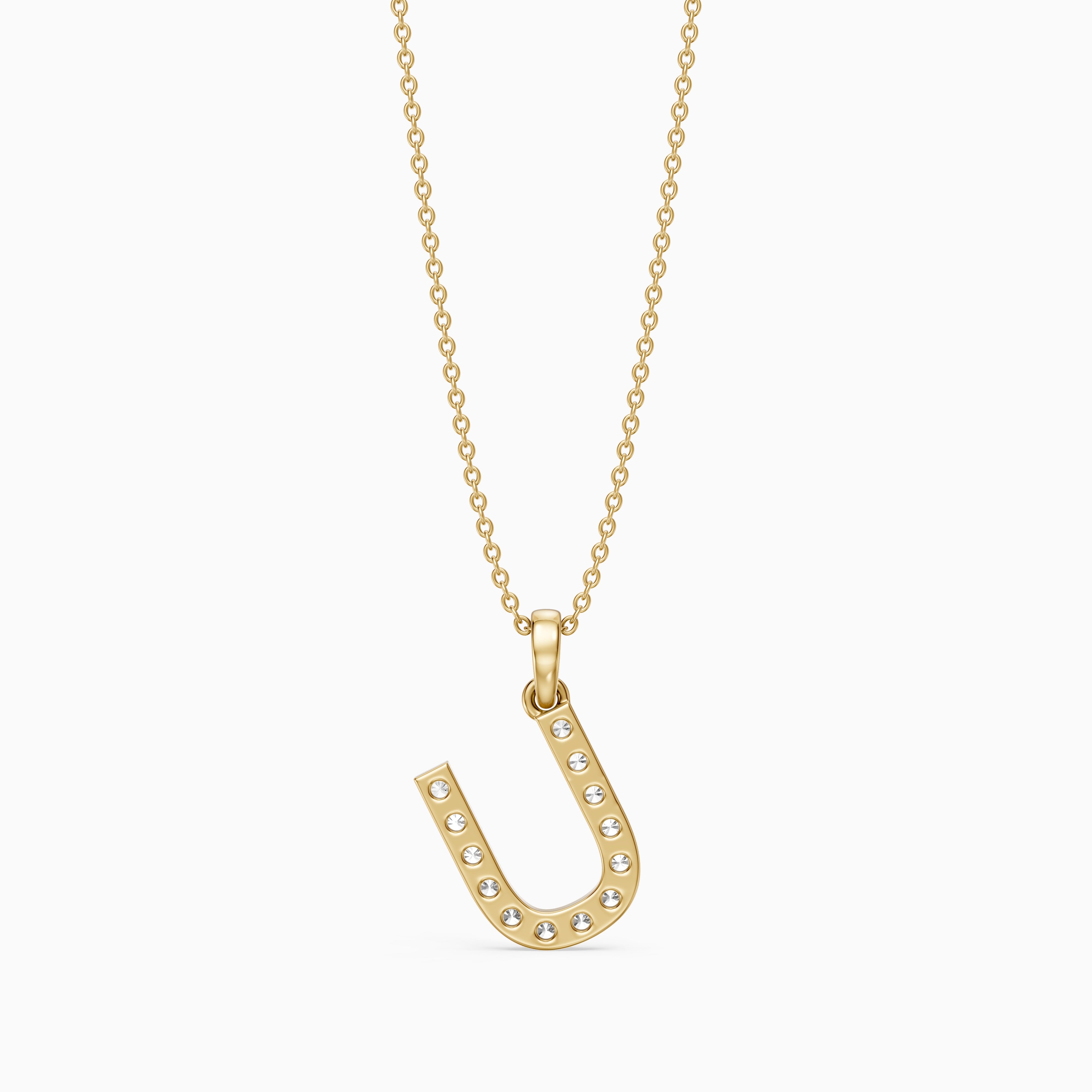 Amora Lab Grown Diamond U Initial Pendant Necklace