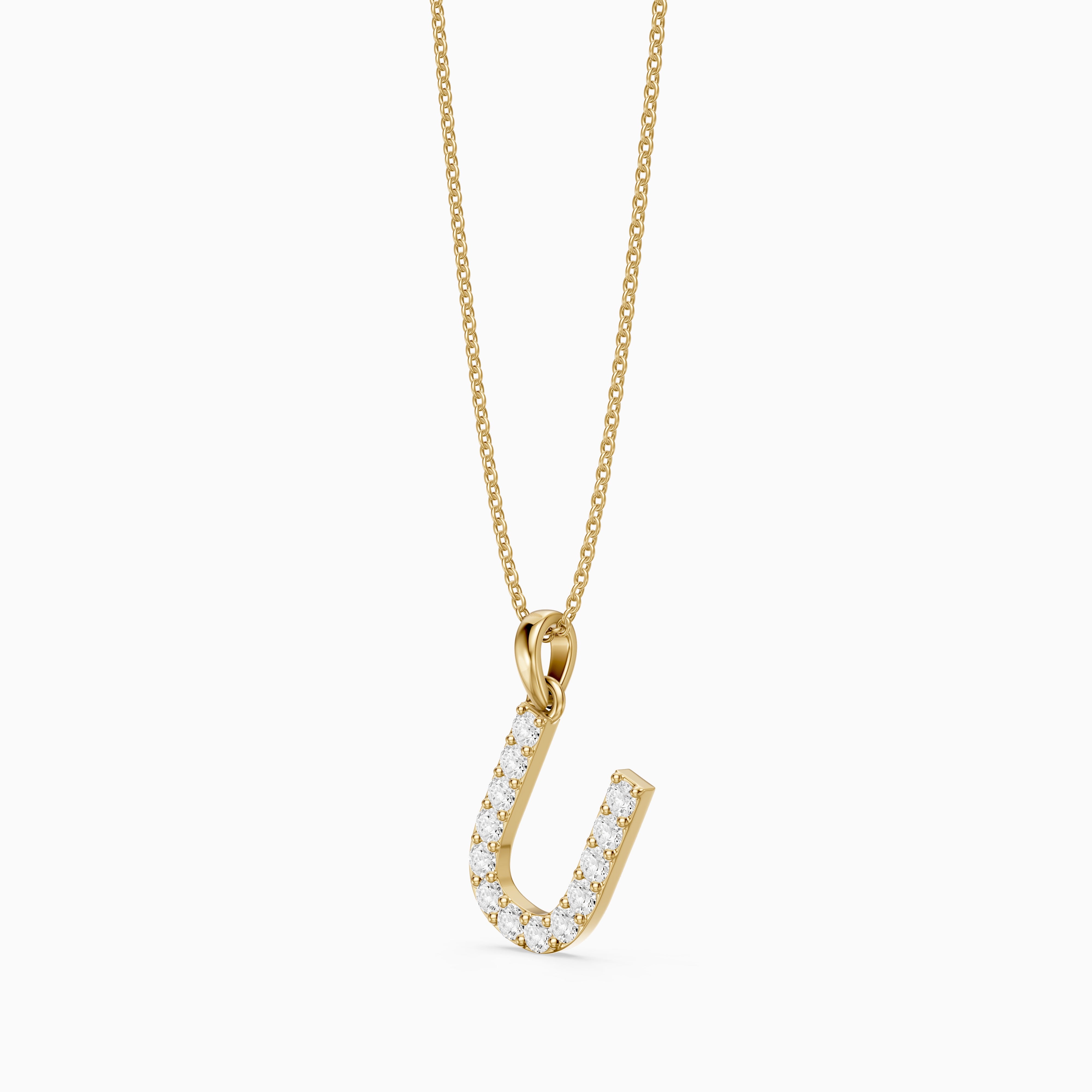 Amora Lab Grown Diamond U Initial Pendant Necklace