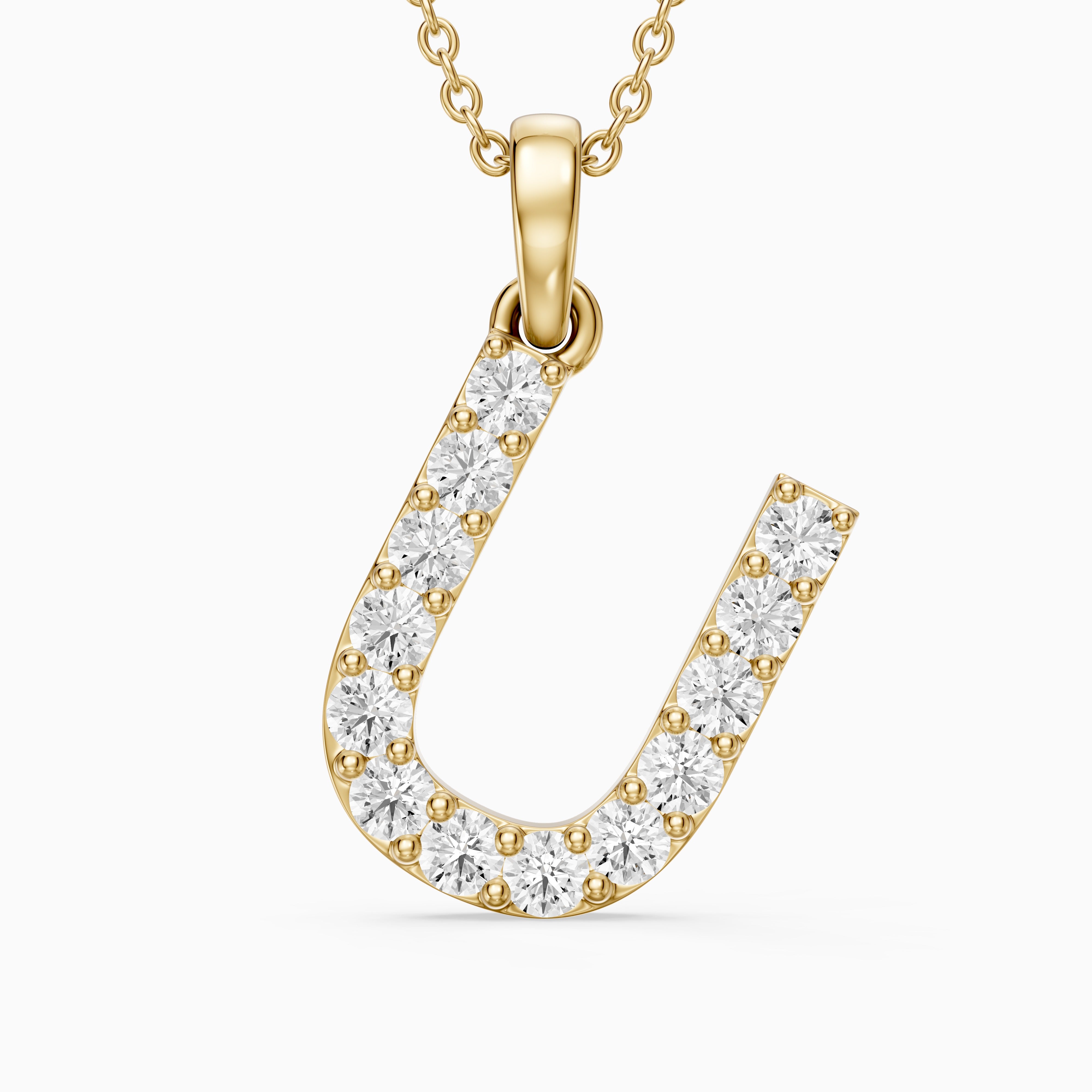 Amora Lab Grown Diamond U Initial Pendant Necklace
