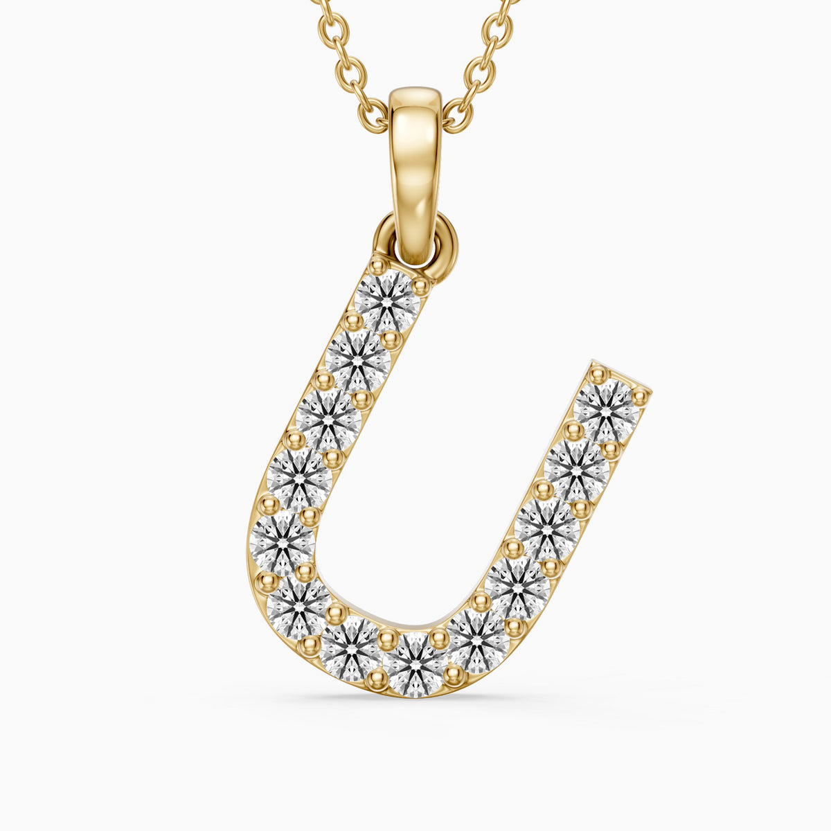 Amora Lab Grown Diamond U Initial Pendant Necklace