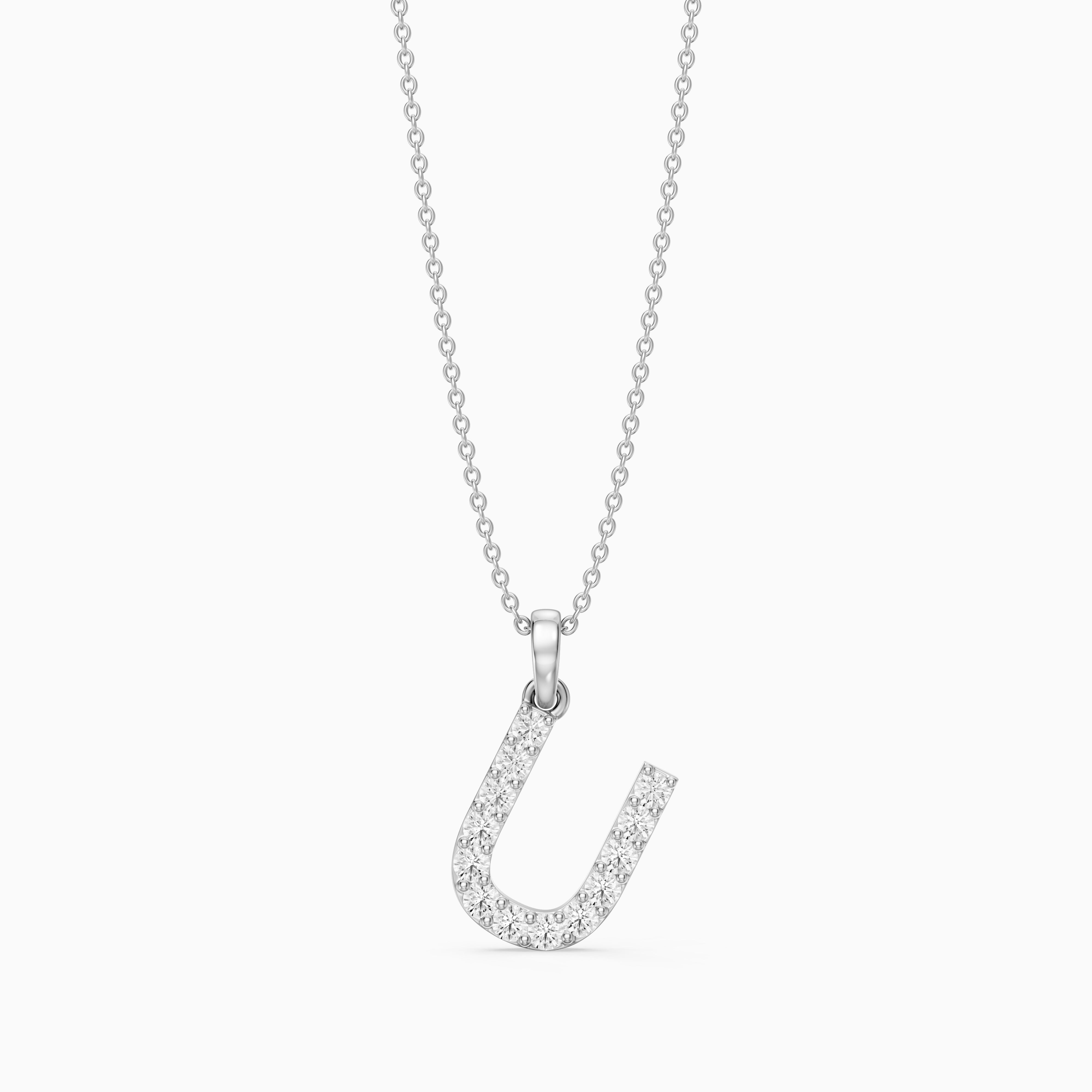 Amora Lab Grown Diamond U Initial Pendant Necklace