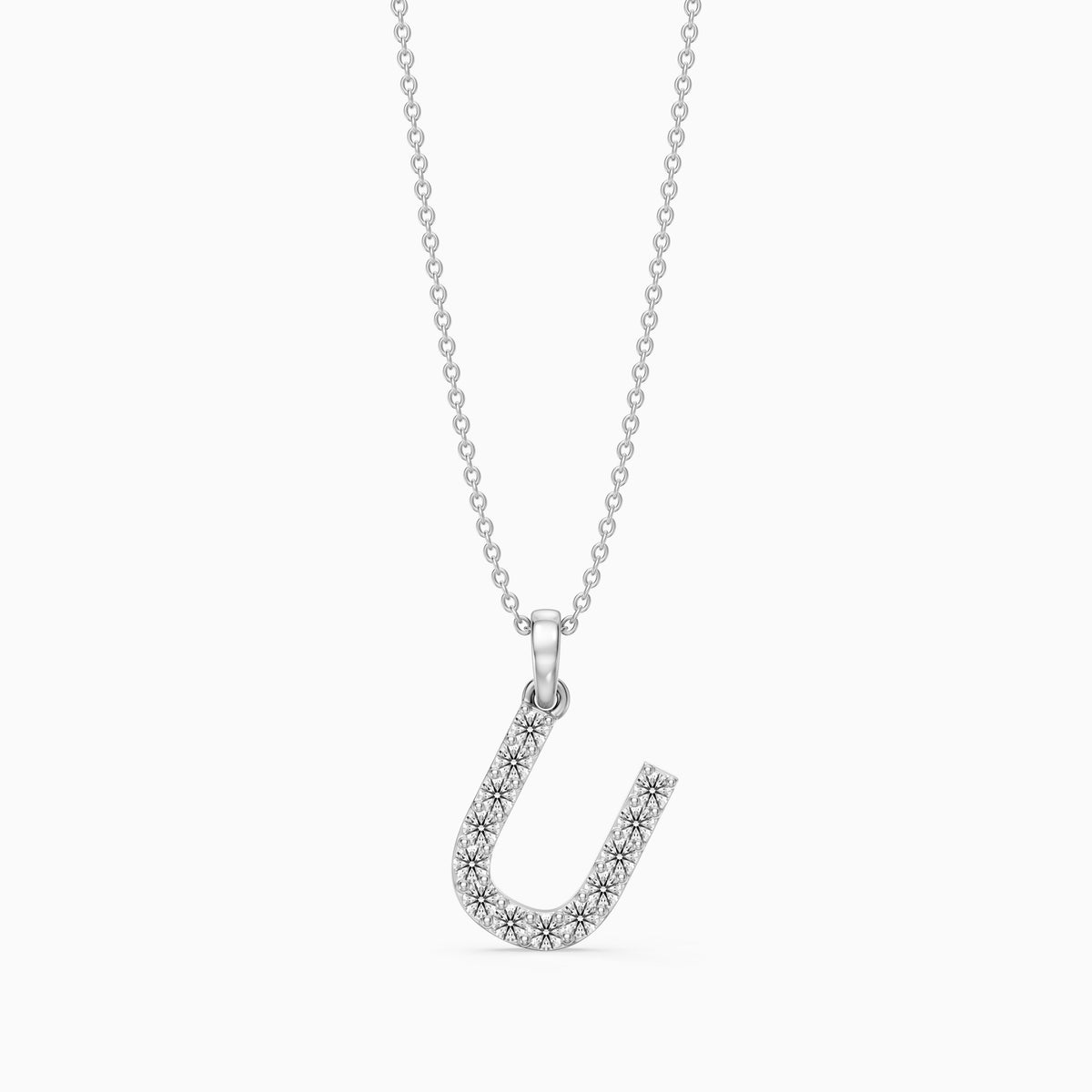 Amora Lab Grown Diamond U Initial Pendant Necklace