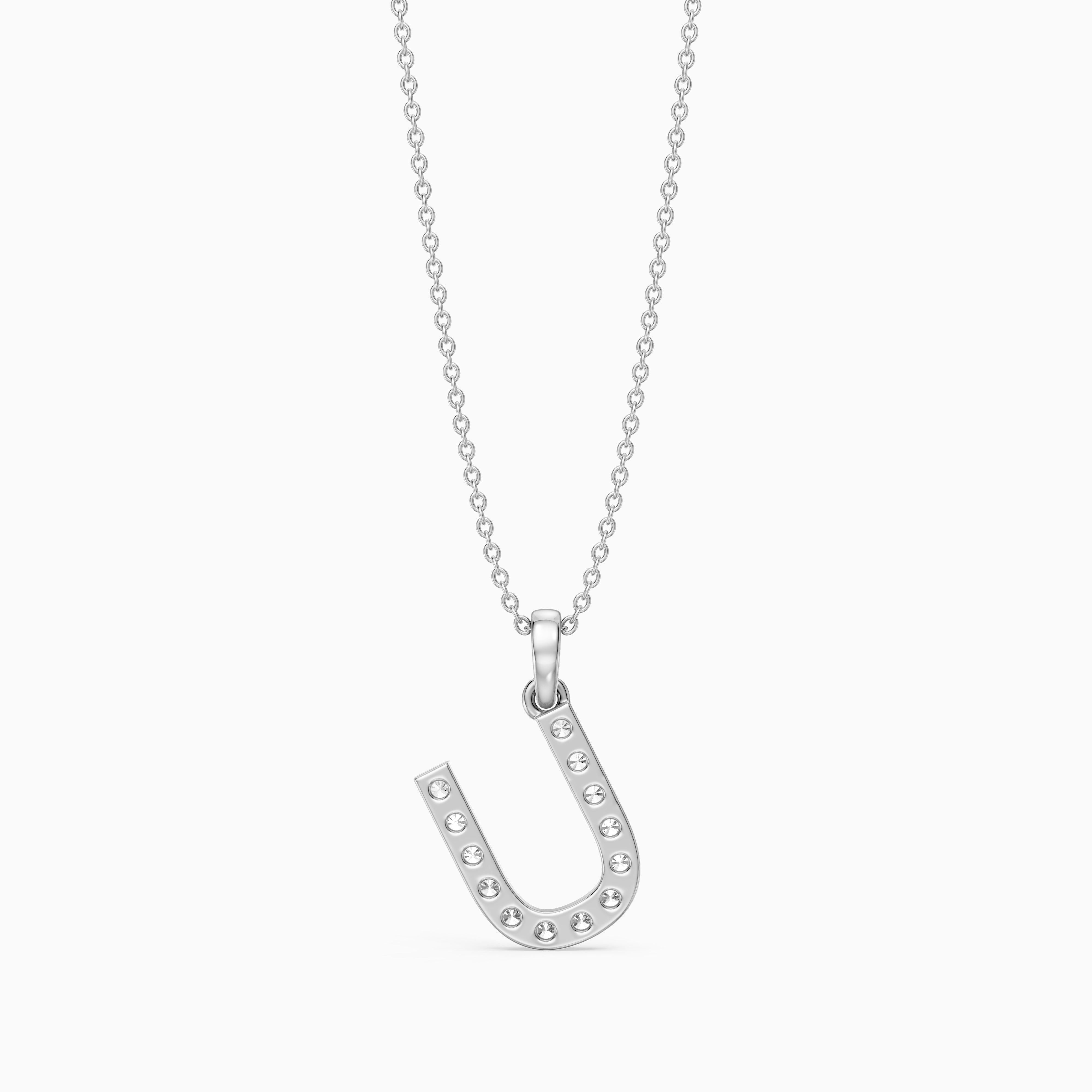 Amora Lab Grown Diamond U Initial Pendant Necklace