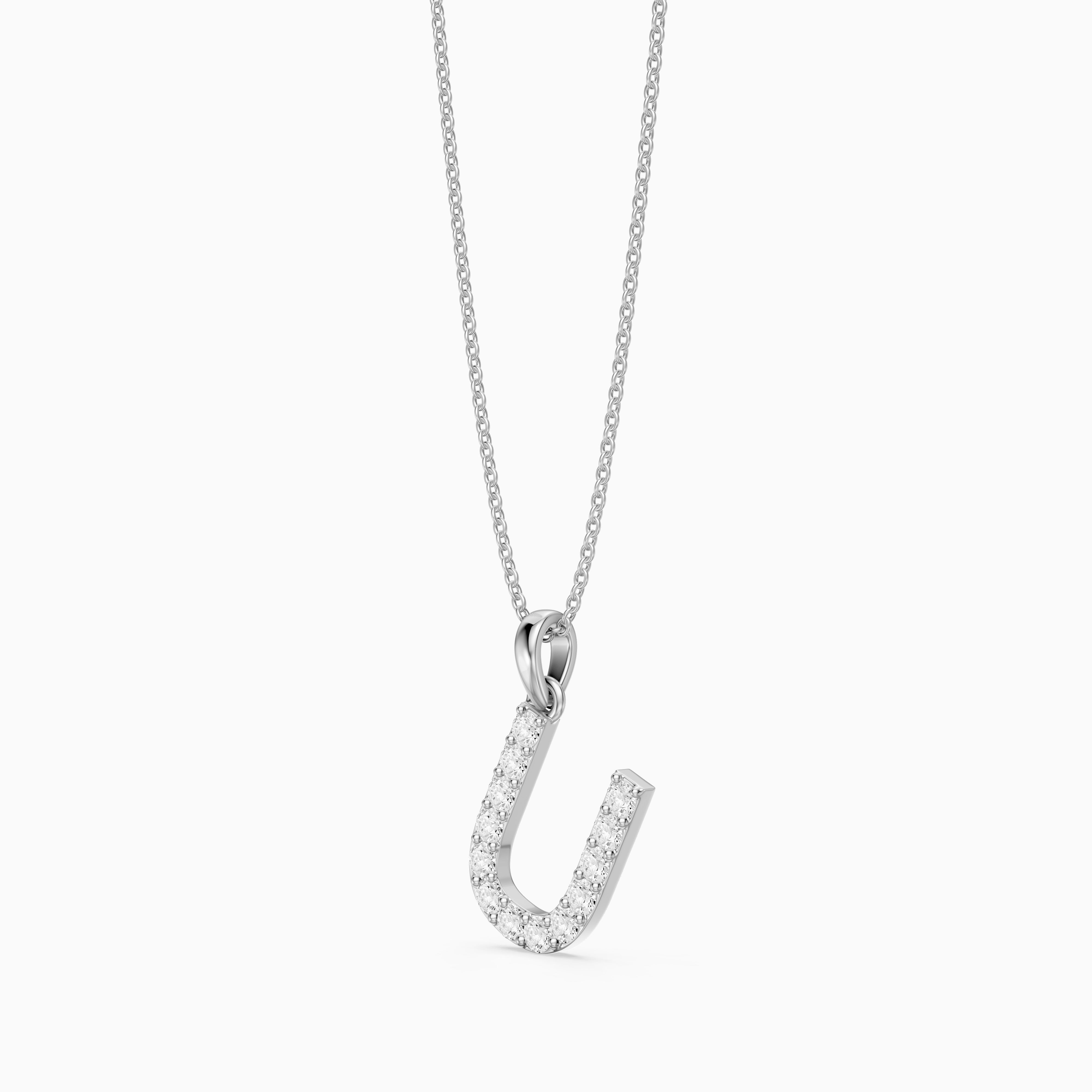 Amora Lab Grown Diamond U Initial Pendant Necklace